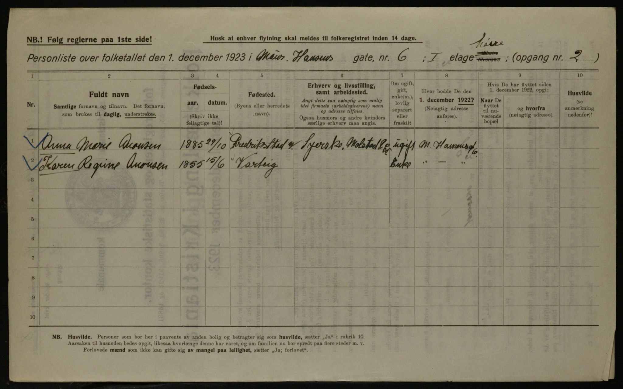 OBA, Municipal Census 1923 for Kristiania, 1923, p. 71972