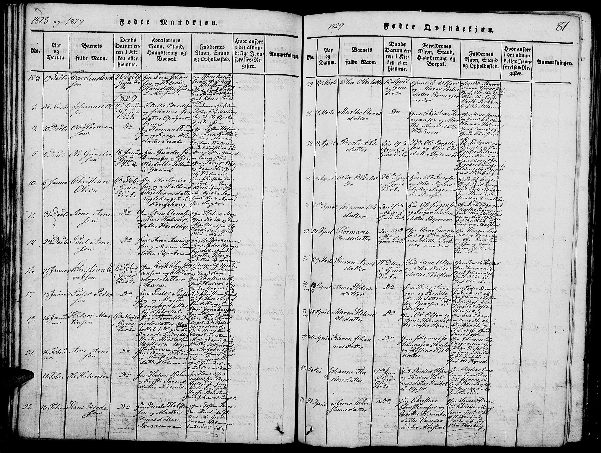 Grue prestekontor, SAH/PREST-036/H/Ha/Hab/L0002: Parish register (copy) no. 2, 1815-1841, p. 81
