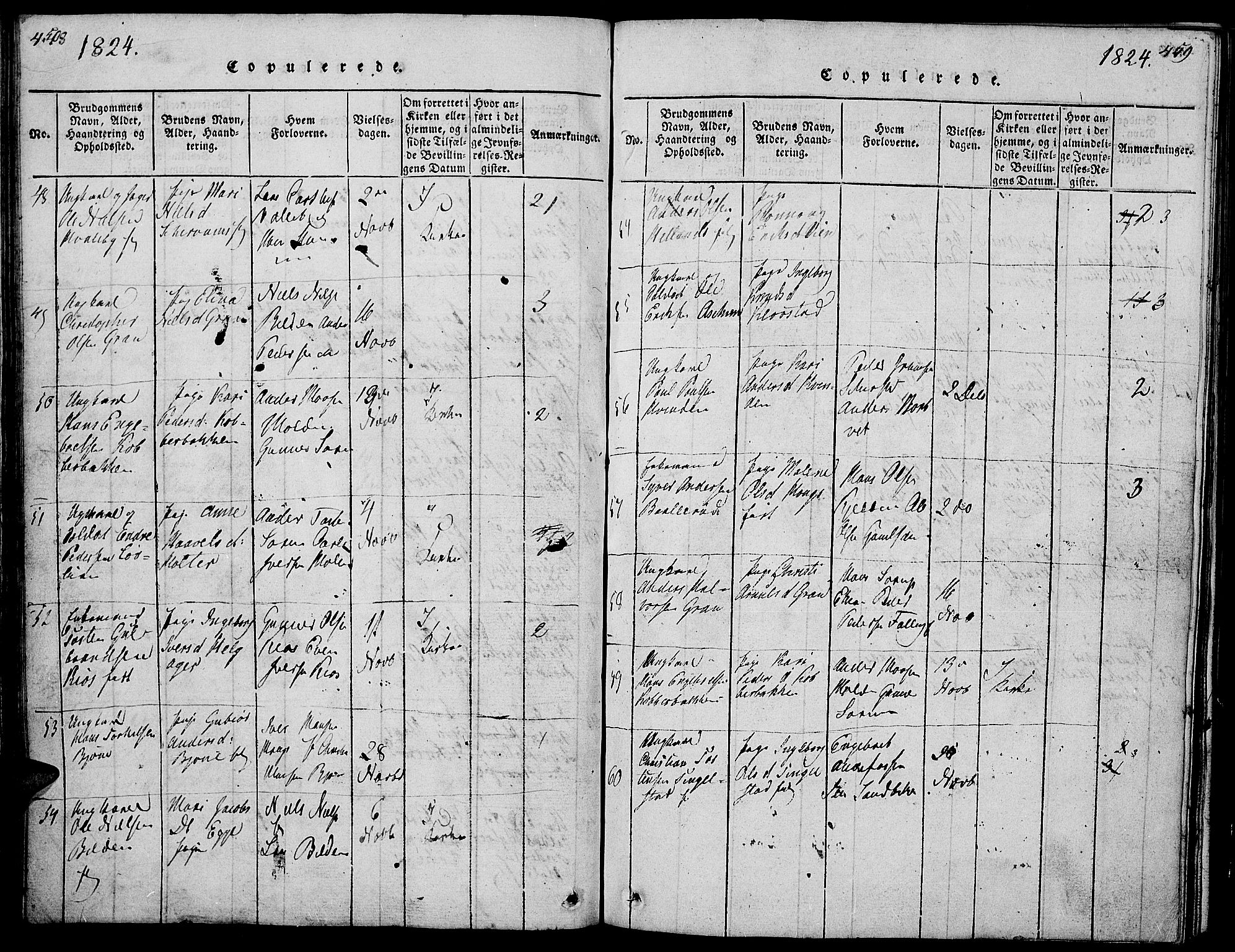 Gran prestekontor, AV/SAH-PREST-112/H/Ha/Hab/L0001: Parish register (copy) no. 1, 1815-1824, p. 448-449