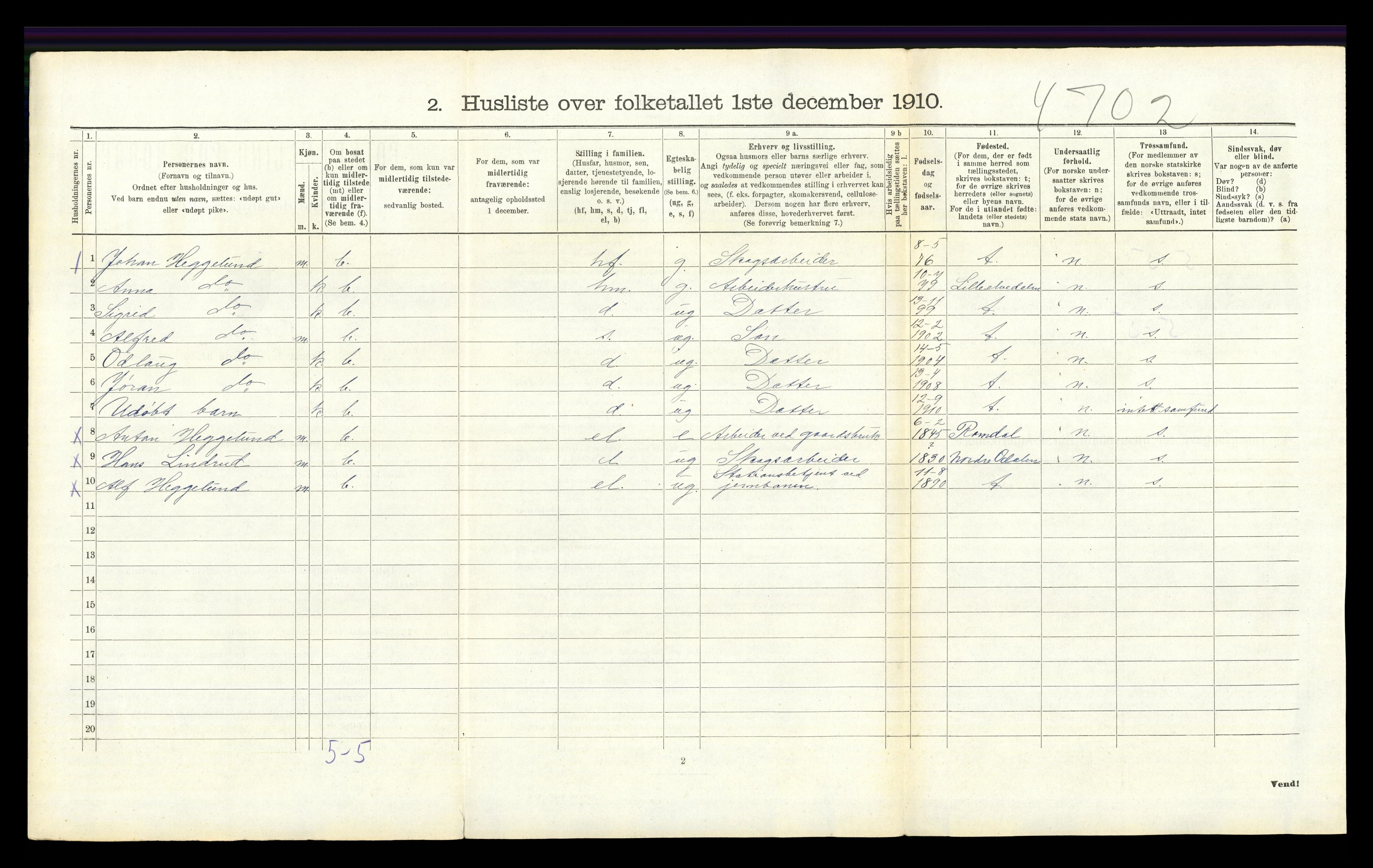 RA, 1910 census for Stor-Elvdal, 1910, p. 816