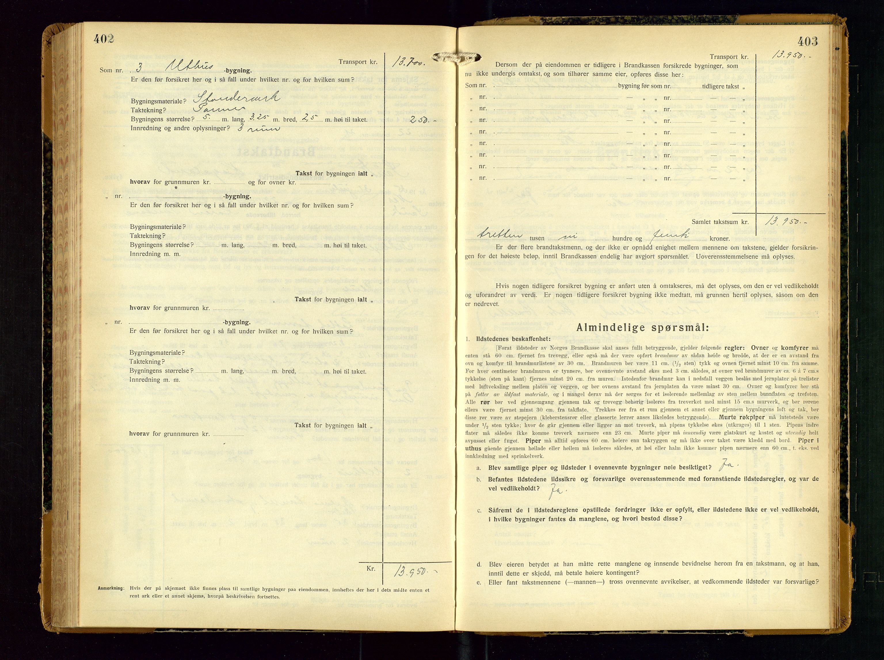 Sauda lensmannskontor, SAST/A-100177/Gob/L0003: Branntakstprotokoll - skjematakst, 1928-1936, p. 402-403