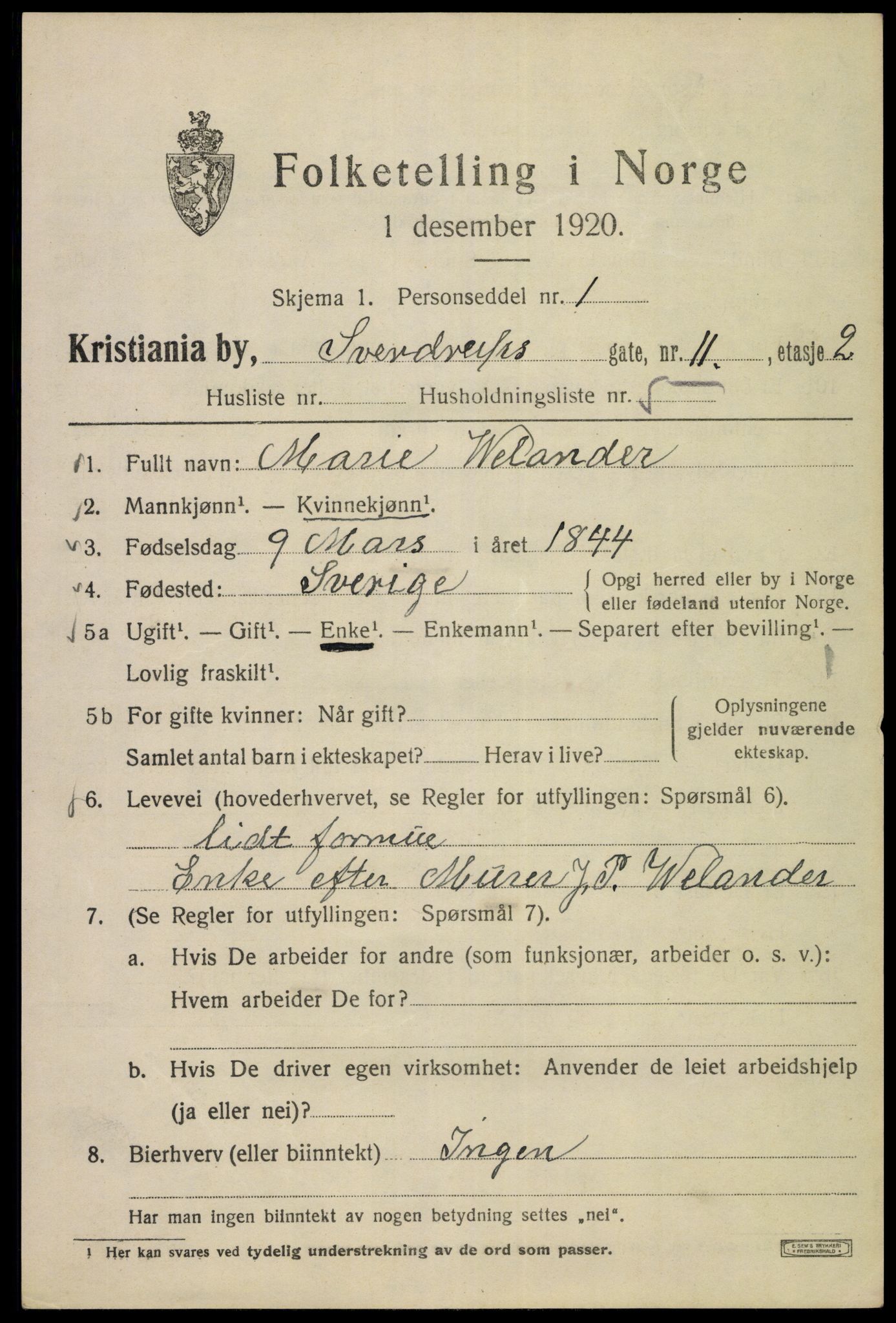 SAO, 1920 census for Kristiania, 1920, p. 557113