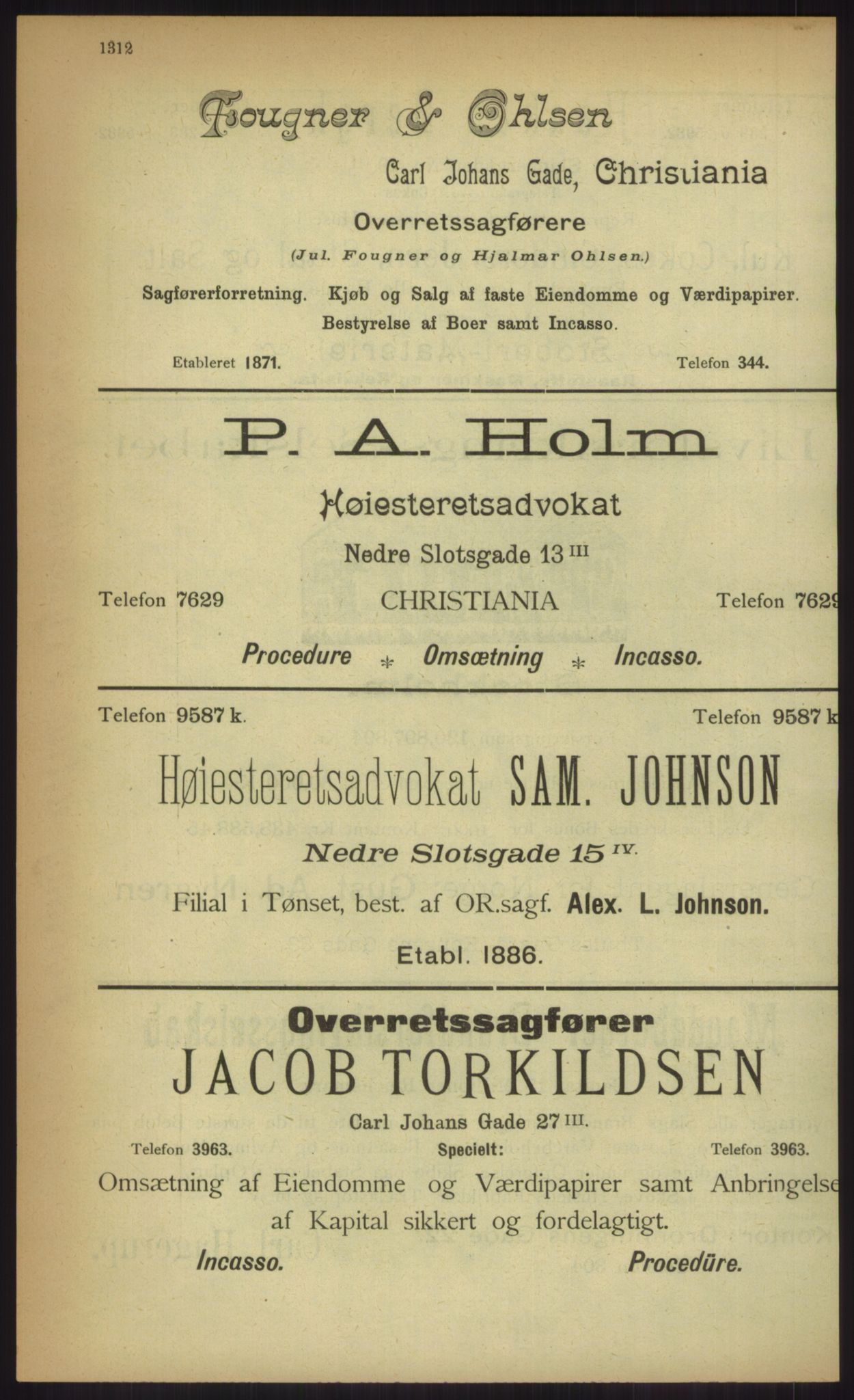 Kristiania/Oslo adressebok, PUBL/-, 1903, p. 1312