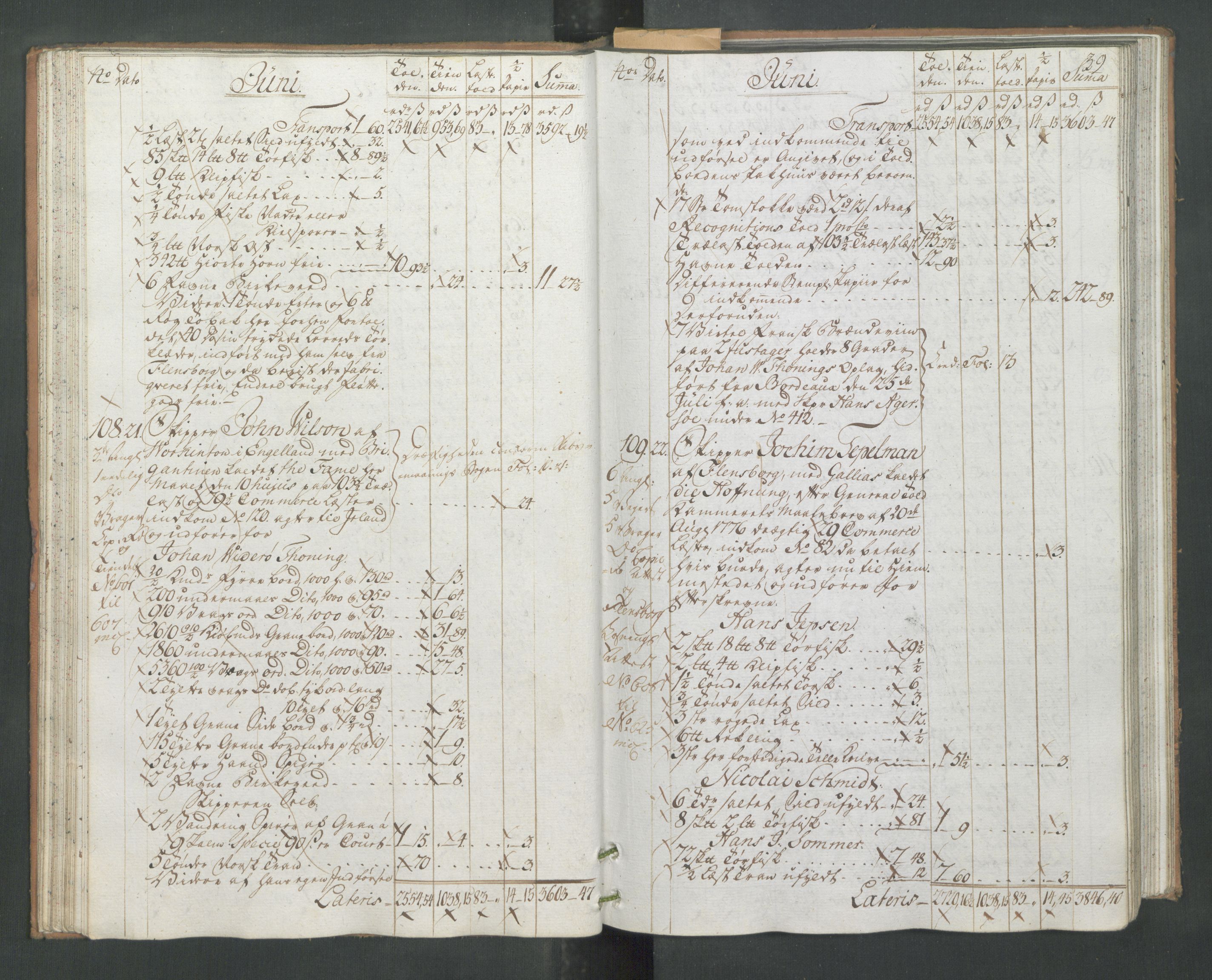Generaltollkammeret, tollregnskaper, AV/RA-EA-5490/R33/L0171/0001: Tollregnskaper Trondheim A / Utgående hovedtollbok, 1786, p. 38b-39a