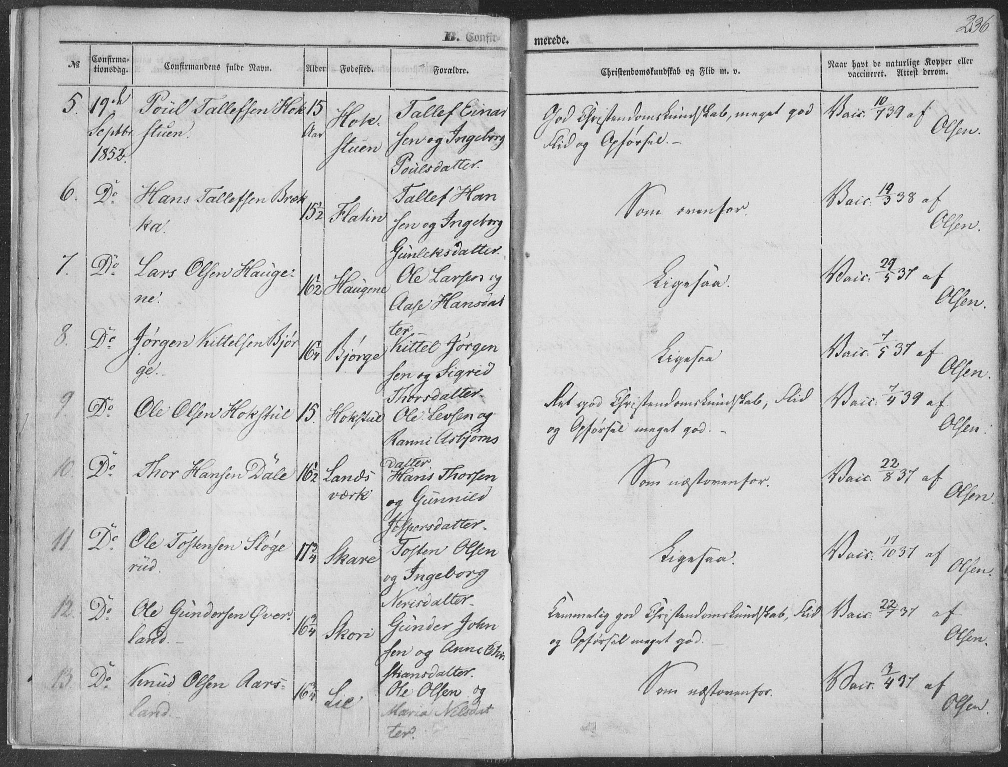 Seljord kirkebøker, SAKO/A-20/F/Fa/L012b: Parish register (official) no. I 12B, 1850-1865, p. 236