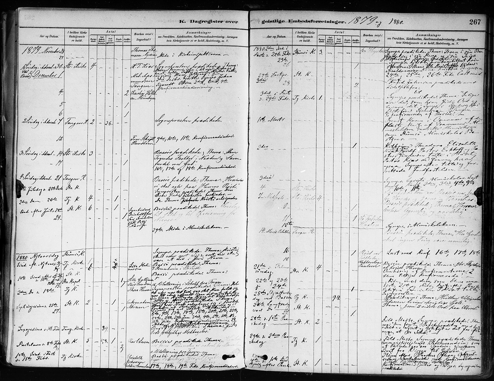 Strømsø kirkebøker, AV/SAKO-A-246/F/Fa/L0022: Parish register (official) no. I 22, 1879-1899, p. 267