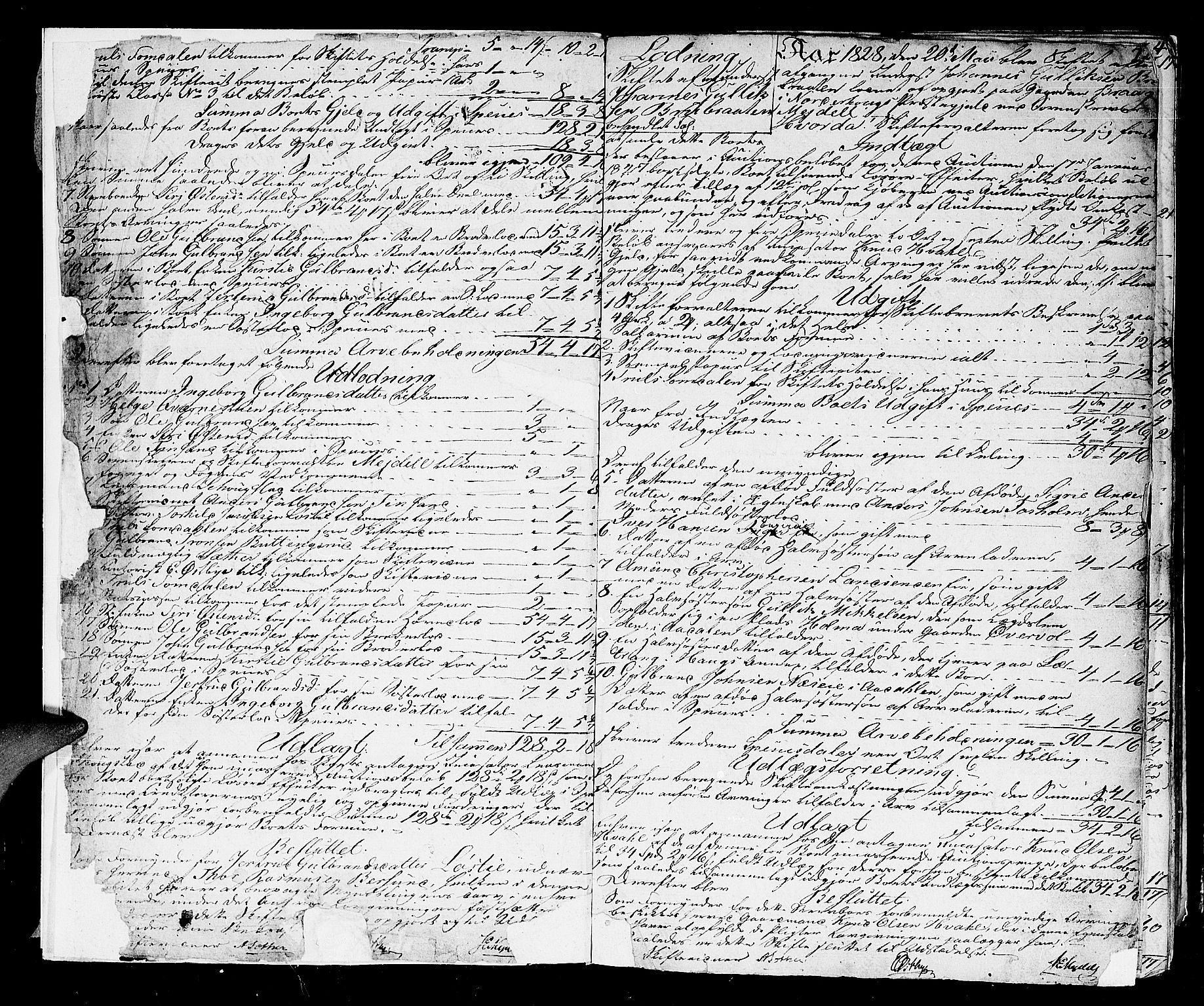 Ringerike sorenskriveri, AV/SAKO-A-105/H/Hb/Hbd/Hbda/L0001: Skifteutlodningsprotokoll, 1828-1841, p. 1b-2a