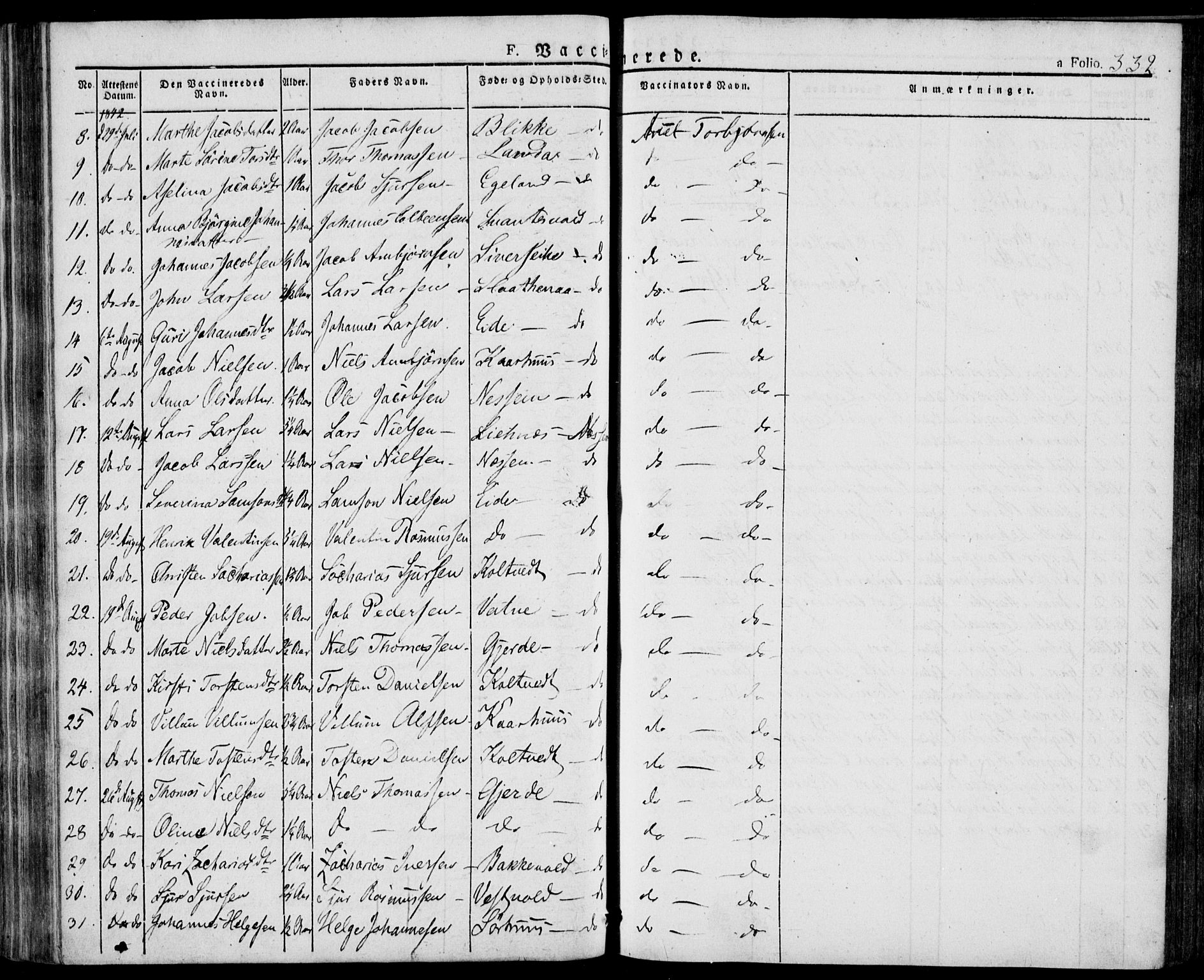 Skjold sokneprestkontor, AV/SAST-A-101847/H/Ha/Haa/L0005: Parish register (official) no. A 5, 1830-1856, p. 332