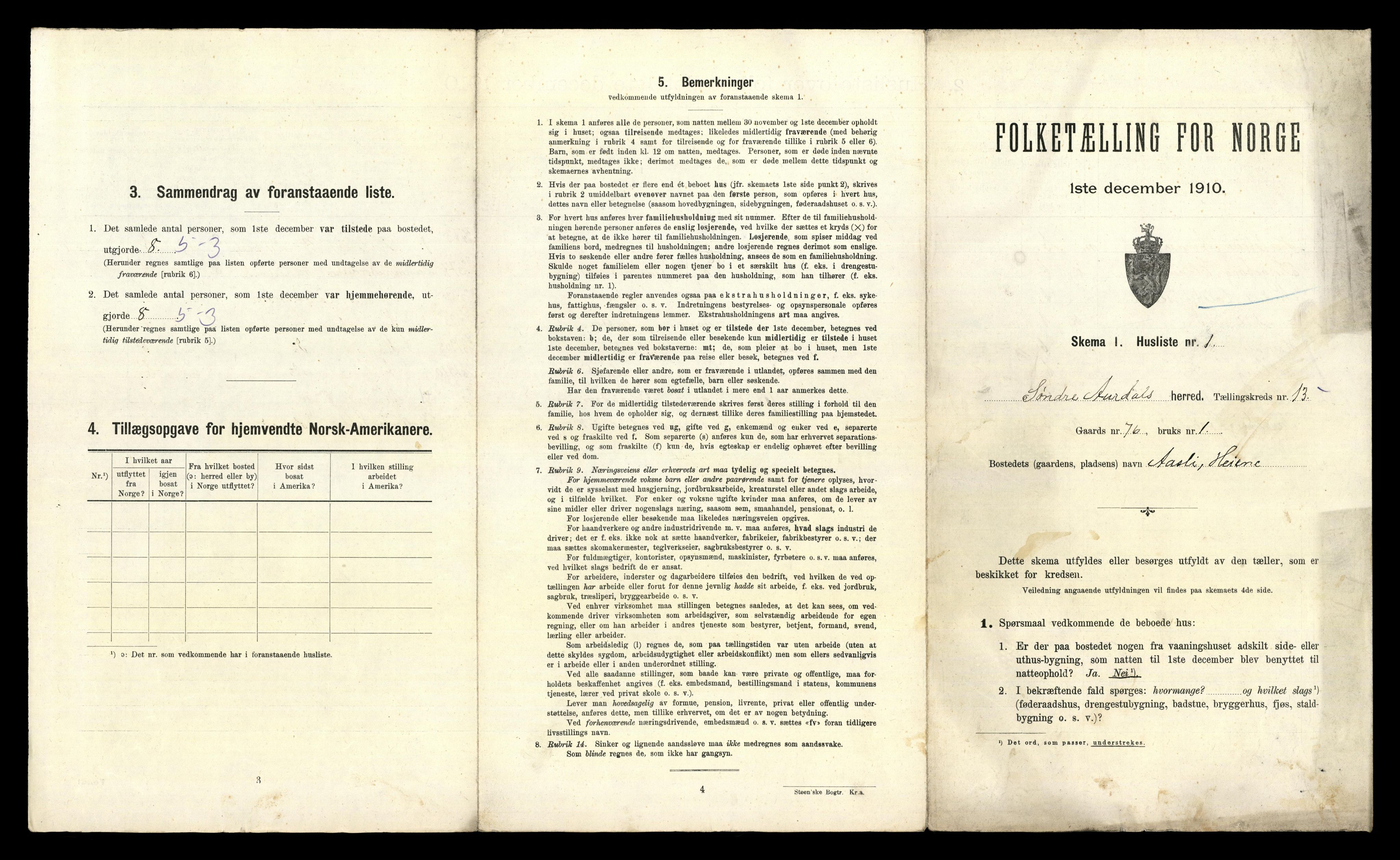 RA, 1910 census for Sør-Aurdal, 1910, p. 1323