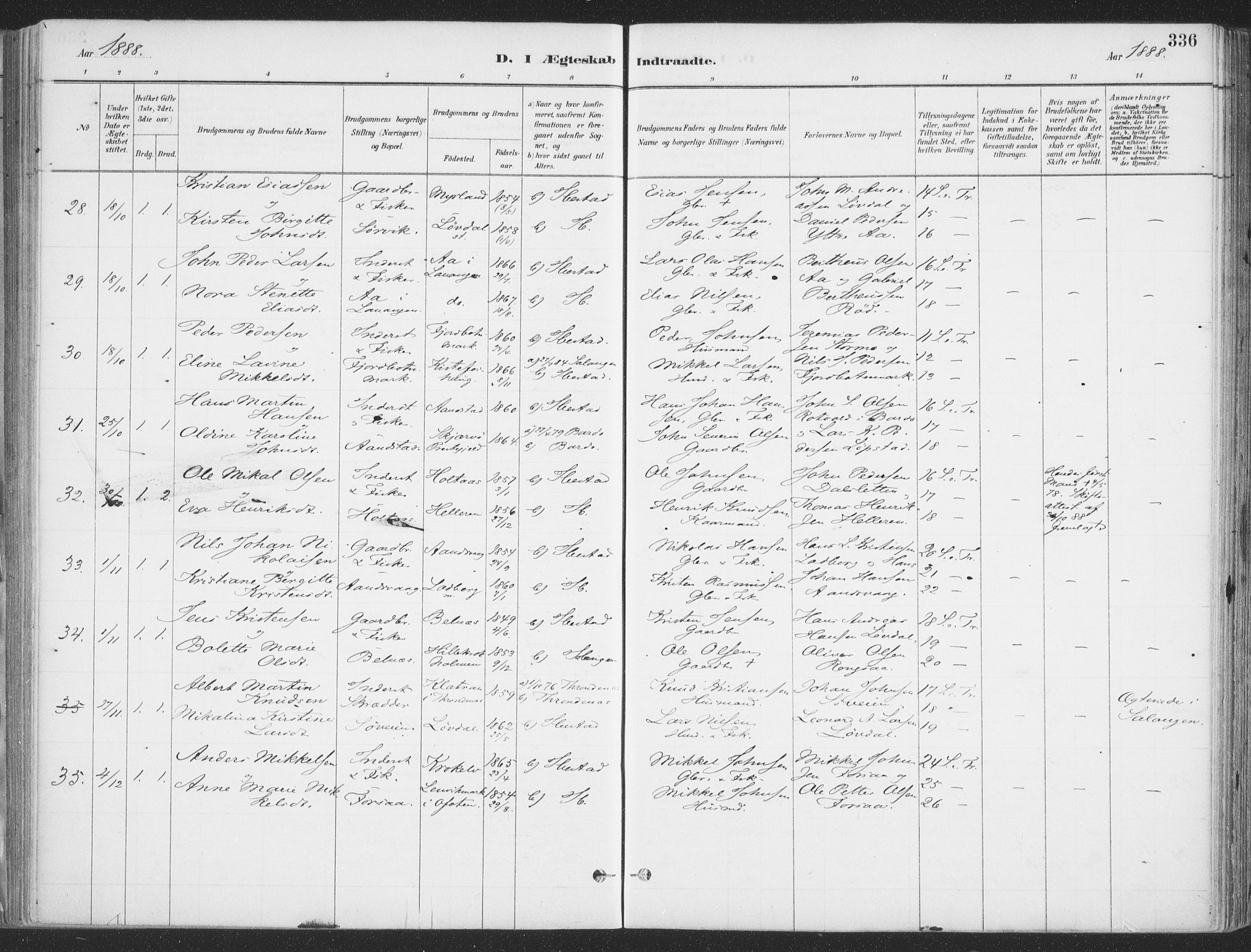 Ibestad sokneprestembete, SATØ/S-0077/H/Ha/Haa/L0011kirke: Parish register (official) no. 11, 1880-1889, p. 336