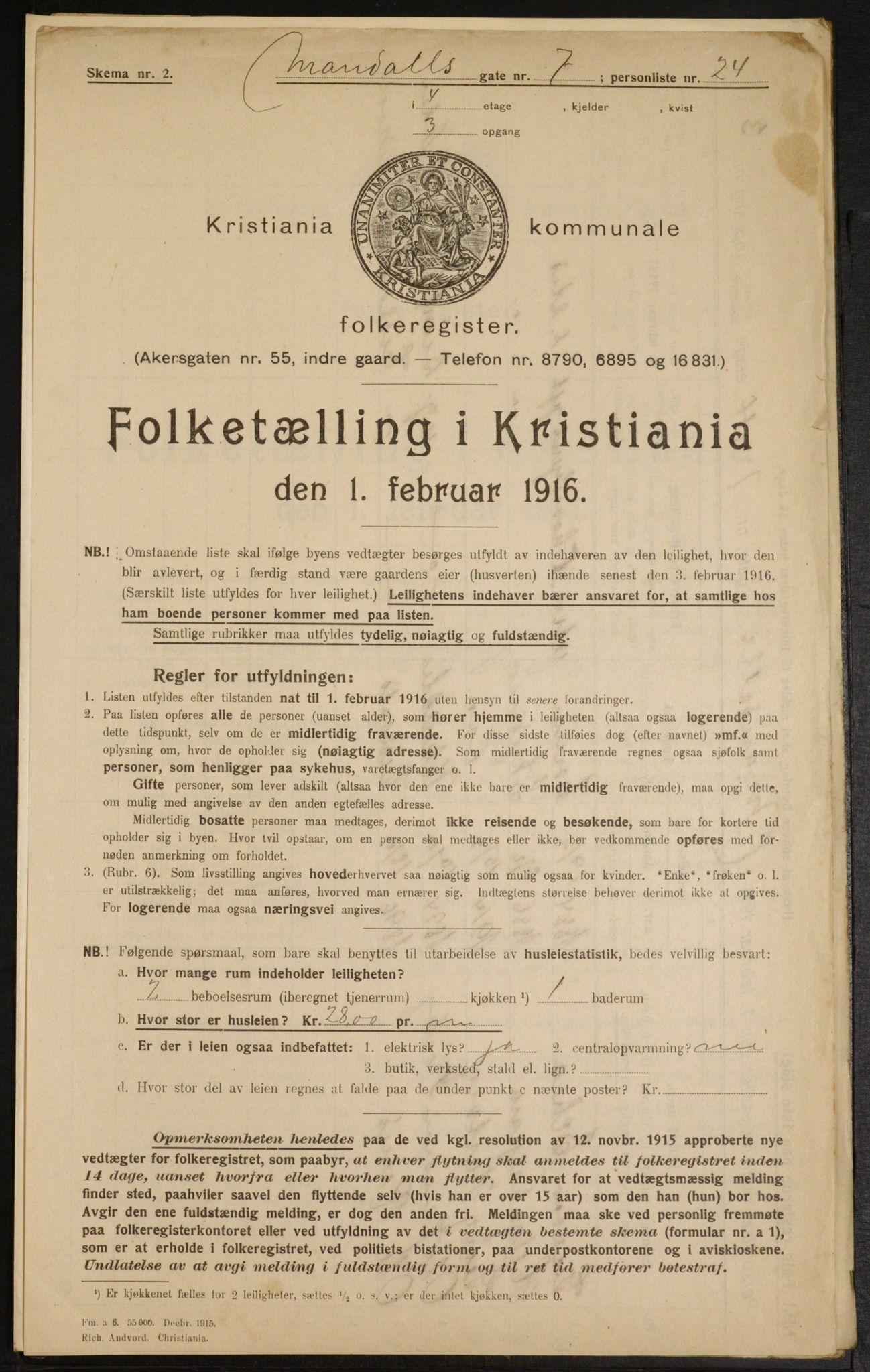 OBA, Municipal Census 1916 for Kristiania, 1916, p. 61753