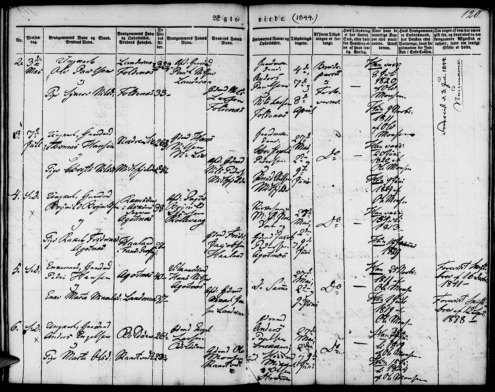 Fjell sokneprestembete, AV/SAB-A-75301/H/Haa: Parish register (official) no. A 1, 1835-1850, p. 120