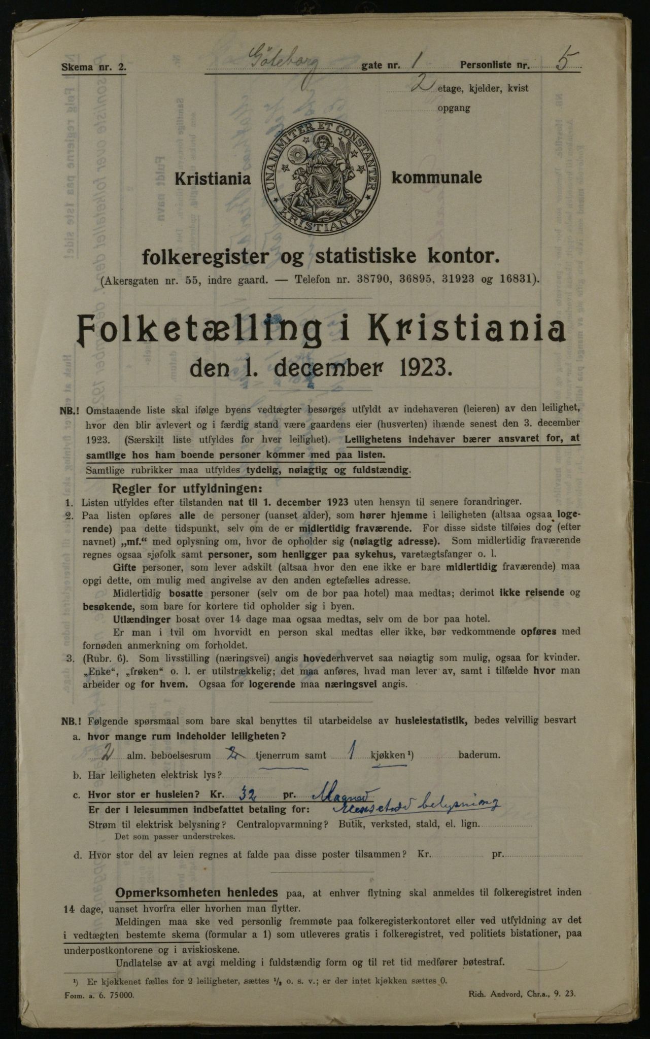 OBA, Municipal Census 1923 for Kristiania, 1923, p. 36676