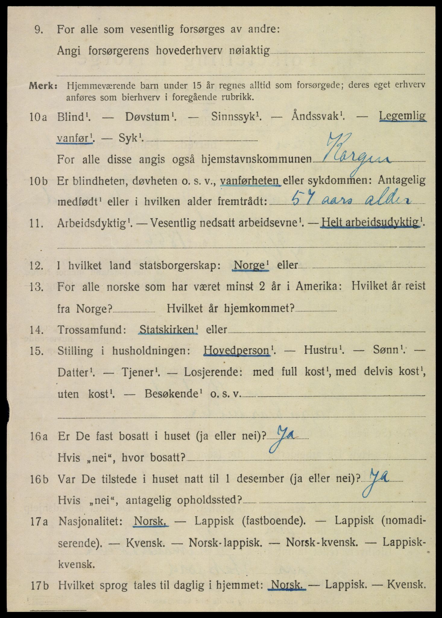 SAT, 1920 census for Korgen, 1920, p. 489