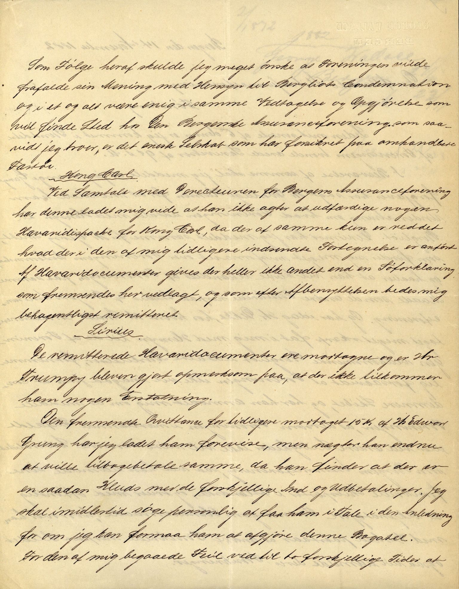 Pa 63 - Østlandske skibsassuranceforening, VEMU/A-1079/G/Ga/L0015/0011: Havaridokumenter / Carl Johan, Bergljot, Baticola, Saga, 1882, p. 20