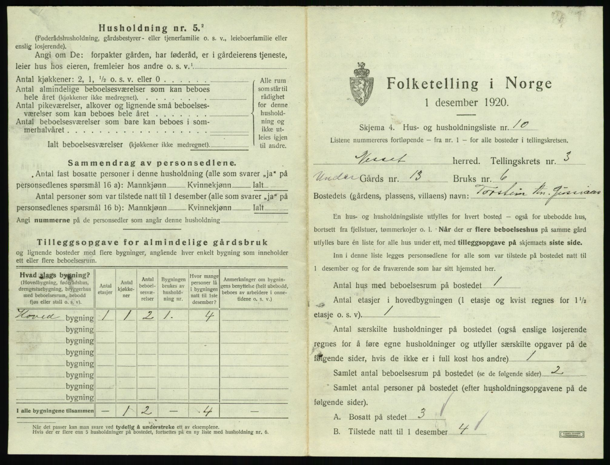 SAT, 1920 census for Nesset, 1920, p. 164