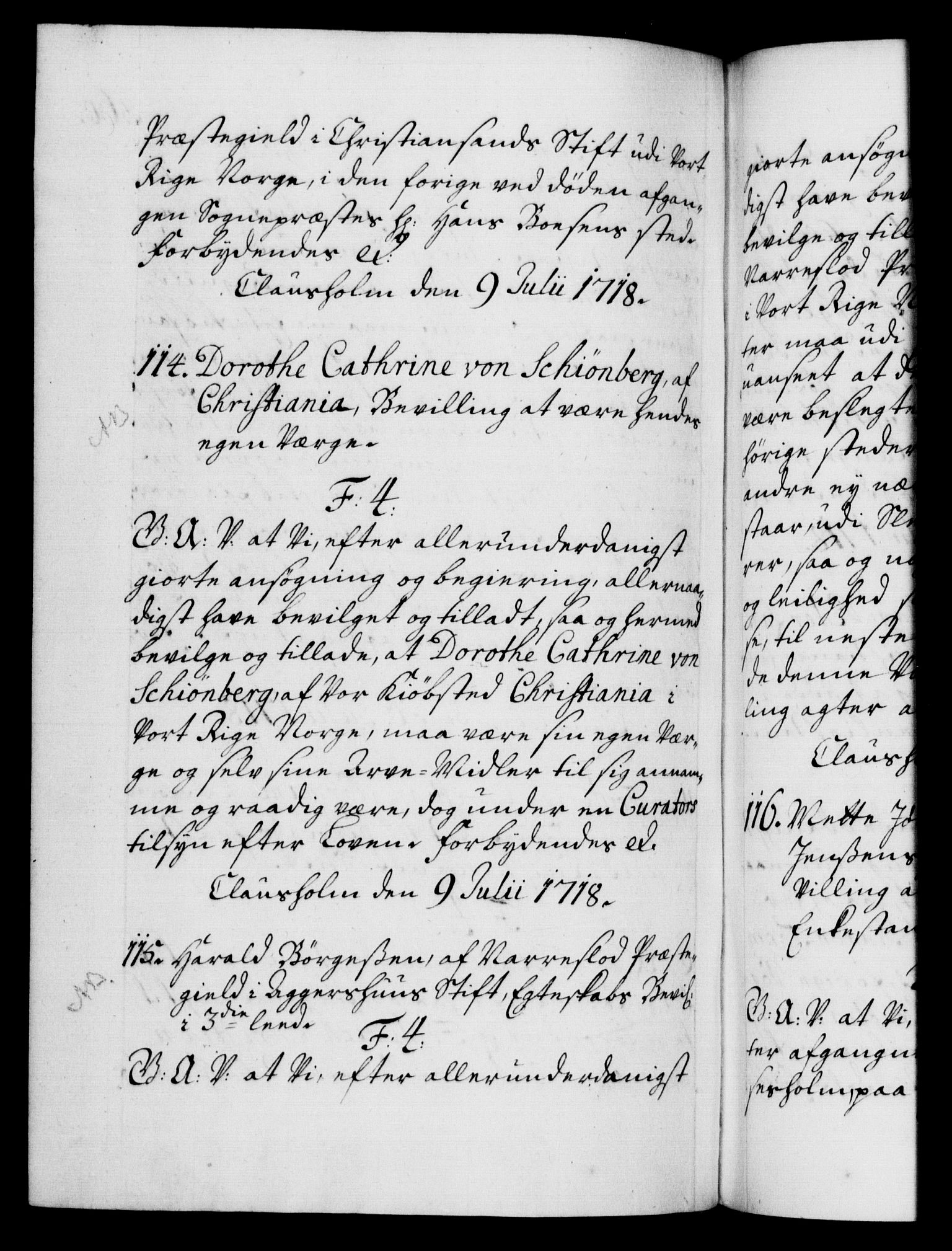 Danske Kanselli 1572-1799, AV/RA-EA-3023/F/Fc/Fca/Fcaa/L0022: Norske registre, 1716-1719, p. 360b