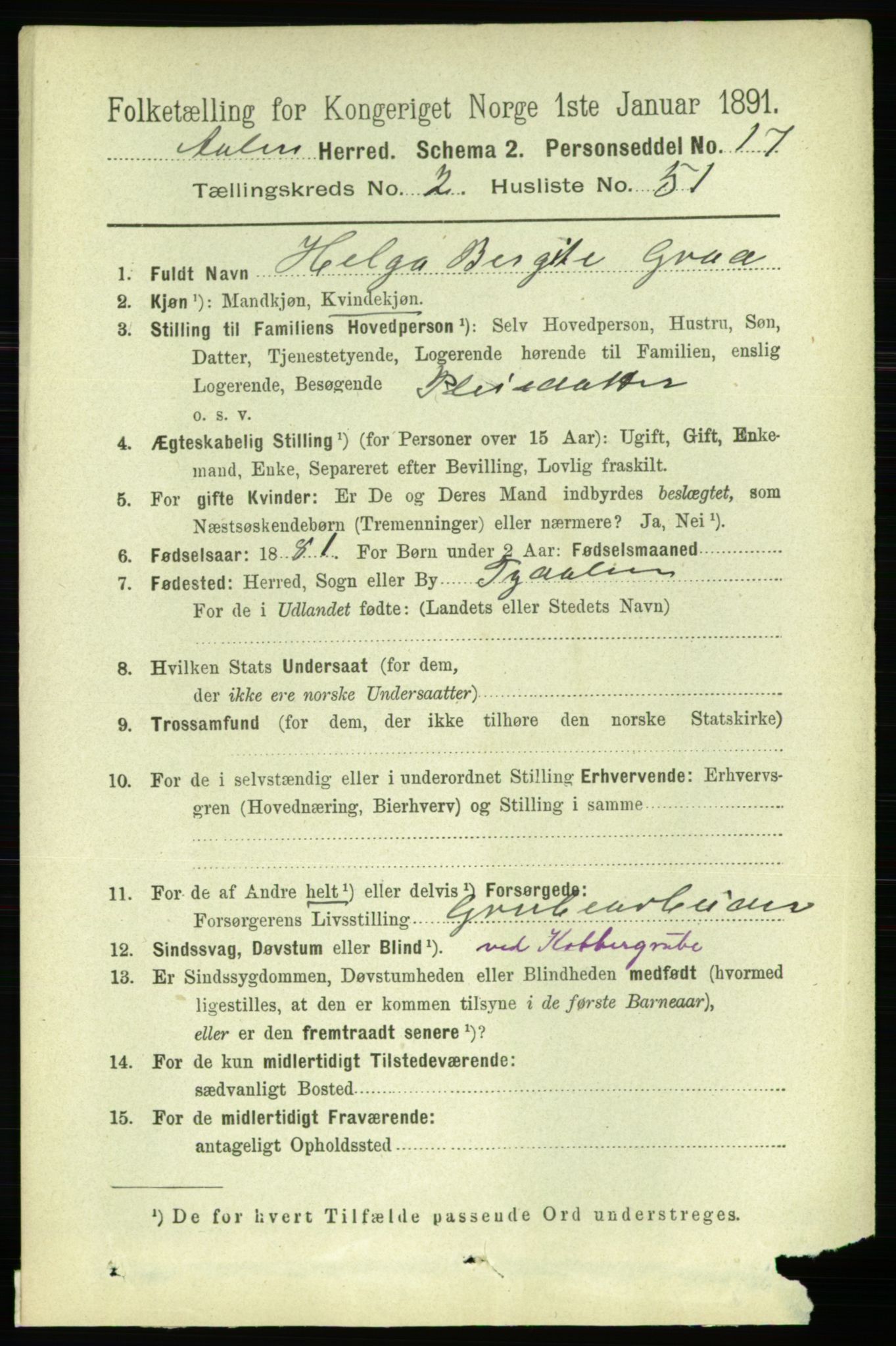 RA, 1891 census for 1644 Ålen, 1891, p. 683