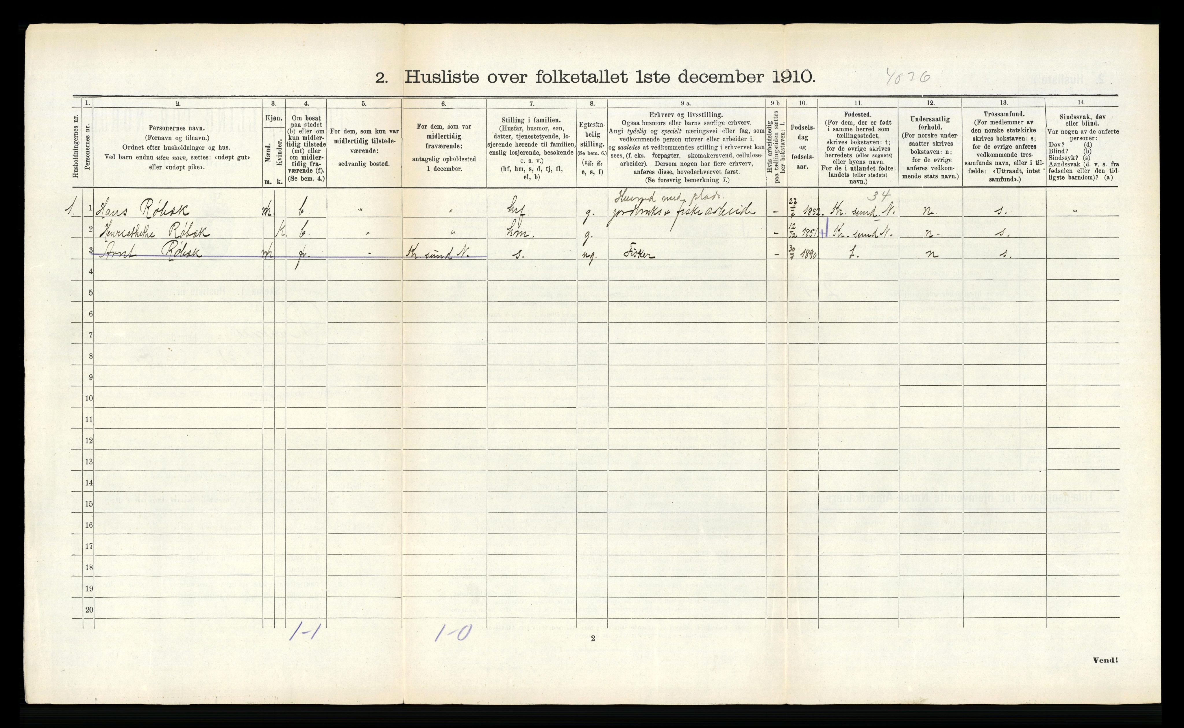 RA, 1910 census for Buksnes, 1910, p. 755