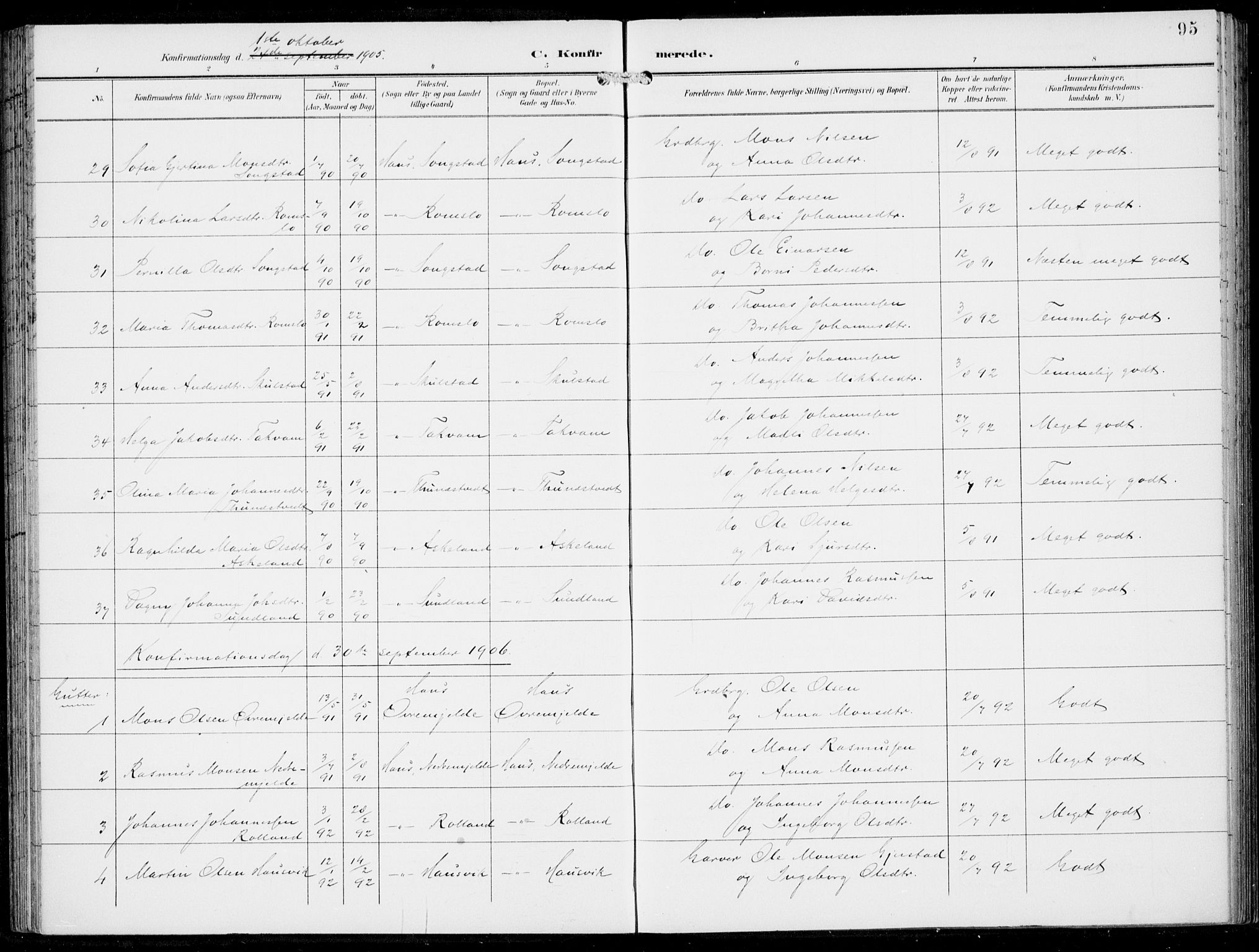 Haus sokneprestembete, SAB/A-75601/H/Haa: Parish register (official) no. B  2, 1899-1912, p. 95
