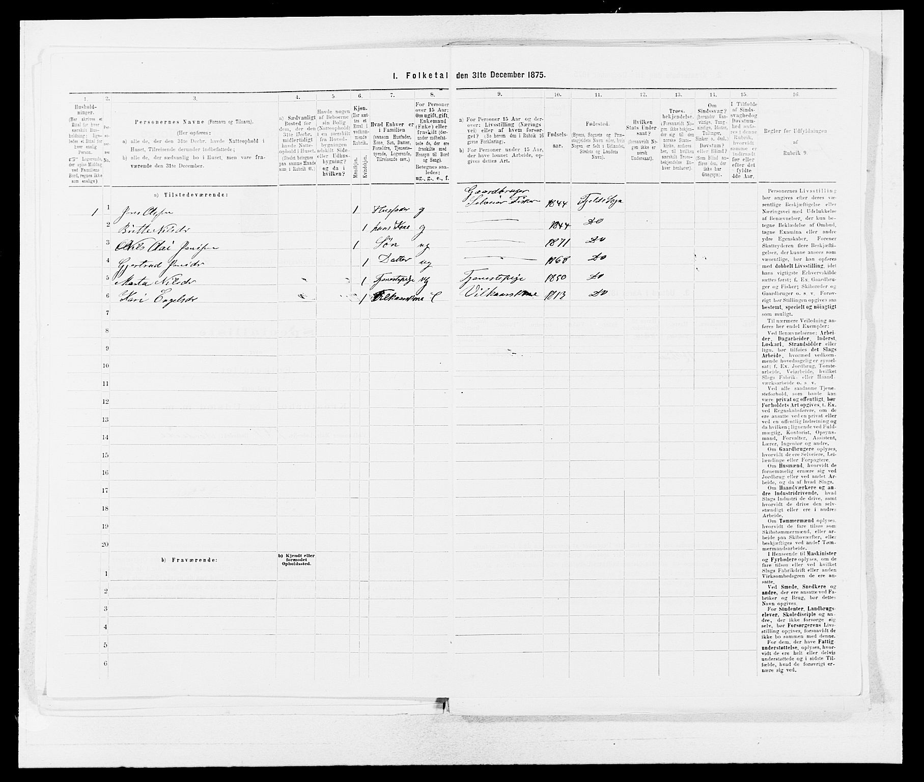 SAB, 1875 census for 1246P Fjell, 1875, p. 433