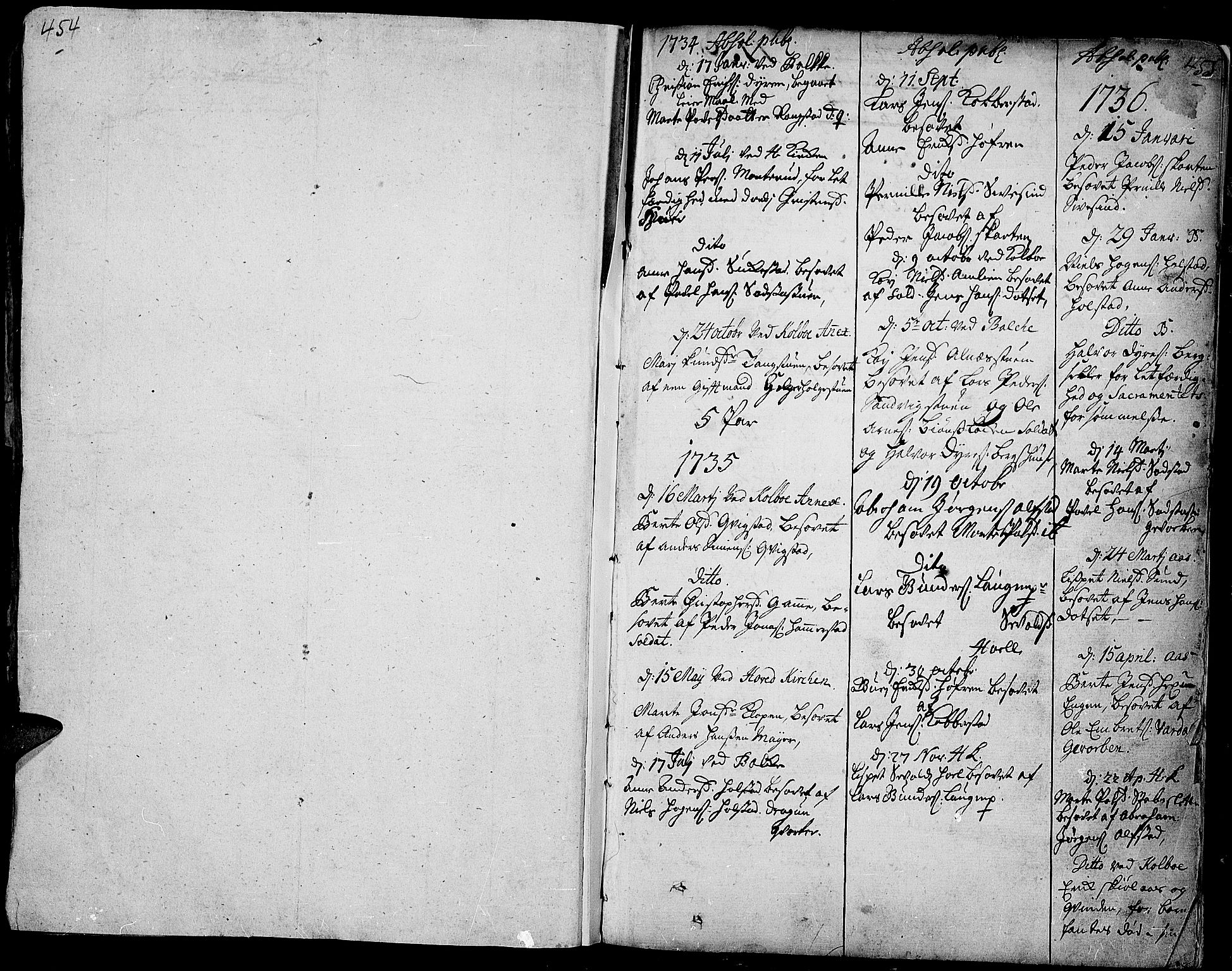 Toten prestekontor, SAH/PREST-102/H/Ha/Haa/L0003: Parish register (official) no. 3, 1734-1751, p. 454-455