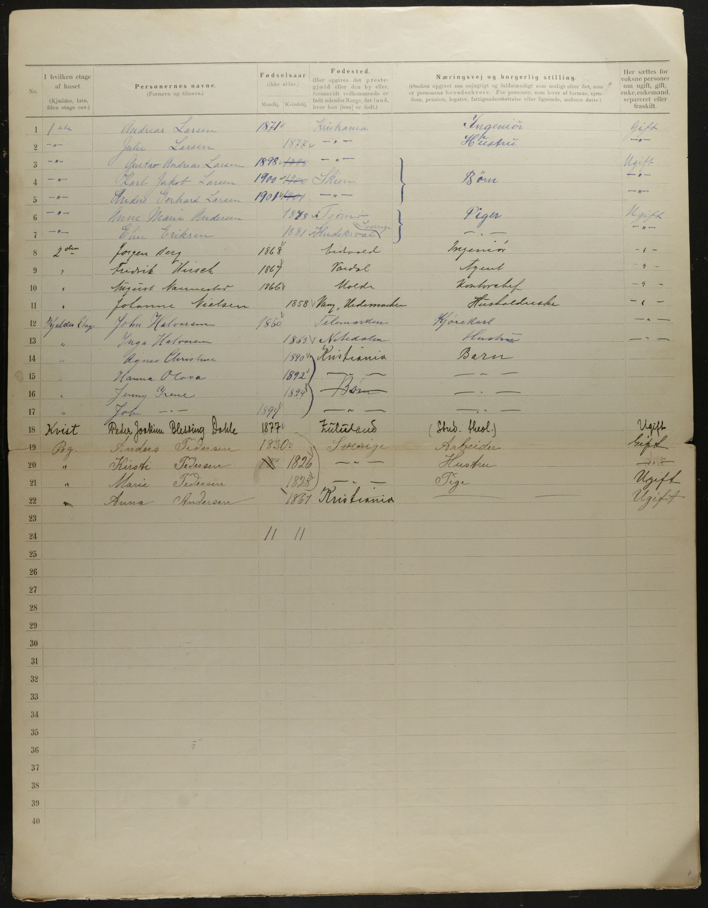 OBA, Municipal Census 1901 for Kristiania, 1901, p. 6807