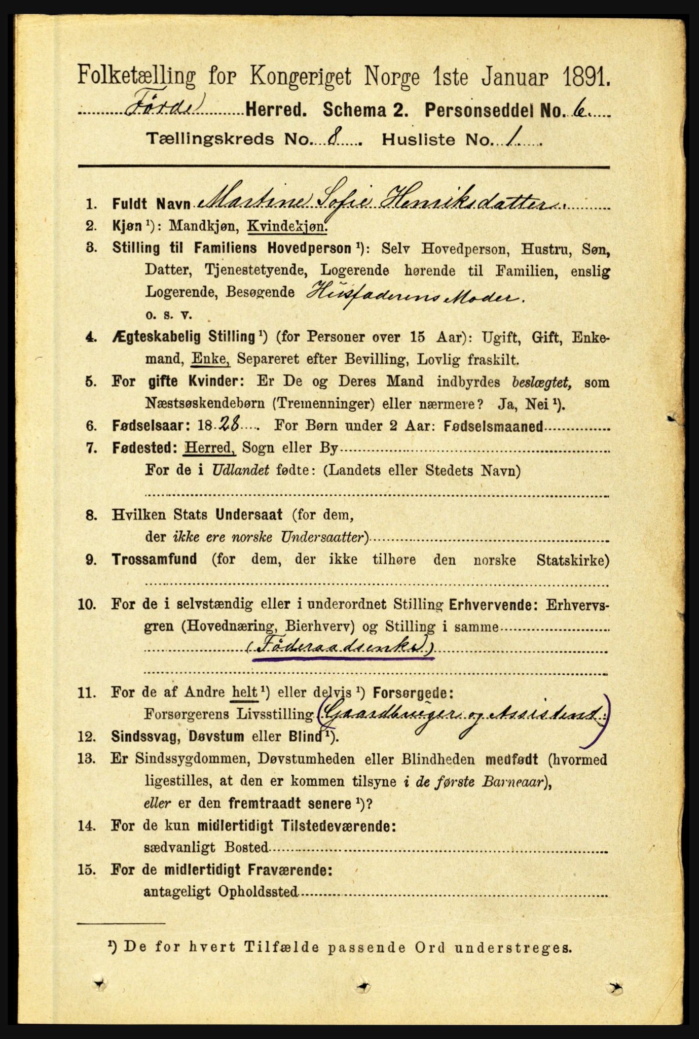 RA, 1891 census for 1432 Førde, 1891, p. 2880