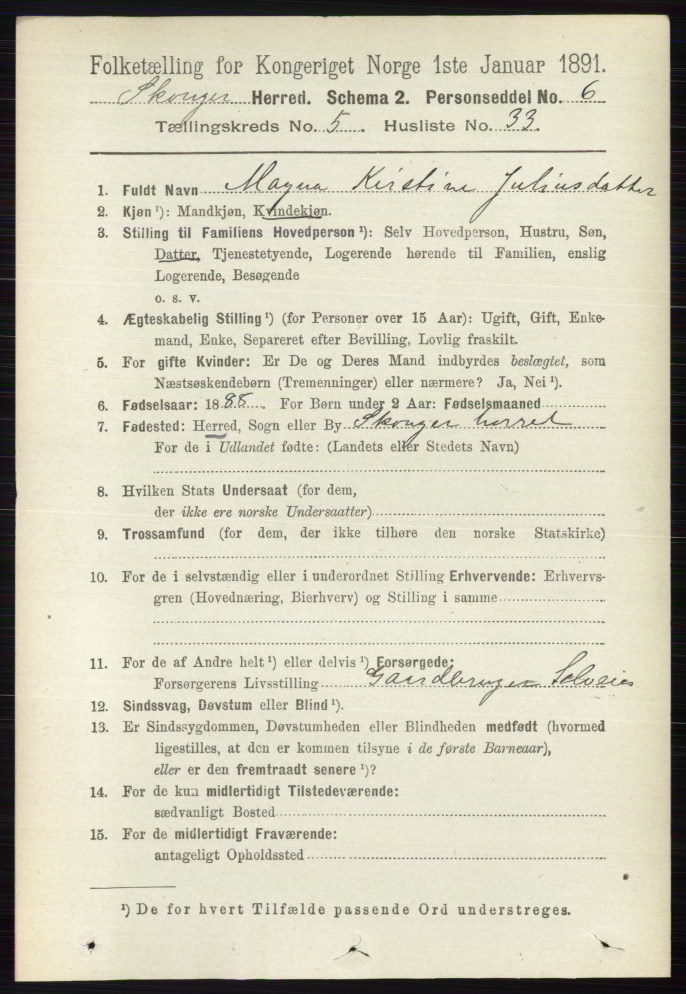 RA, 1891 census for 0712 Skoger, 1891, p. 3290