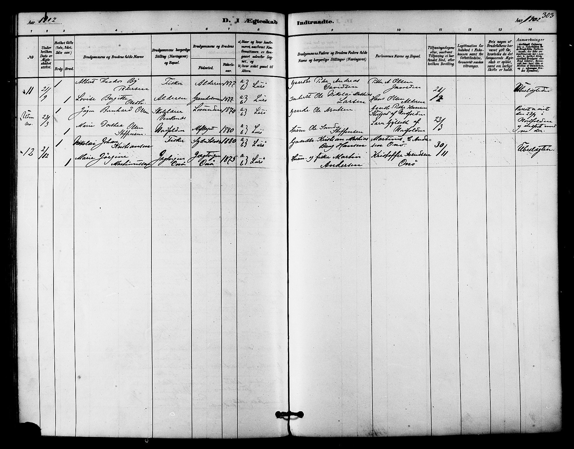 Ministerialprotokoller, klokkerbøker og fødselsregistre - Nordland, AV/SAT-A-1459/839/L0568: Parish register (official) no. 839A05, 1880-1902, p. 303