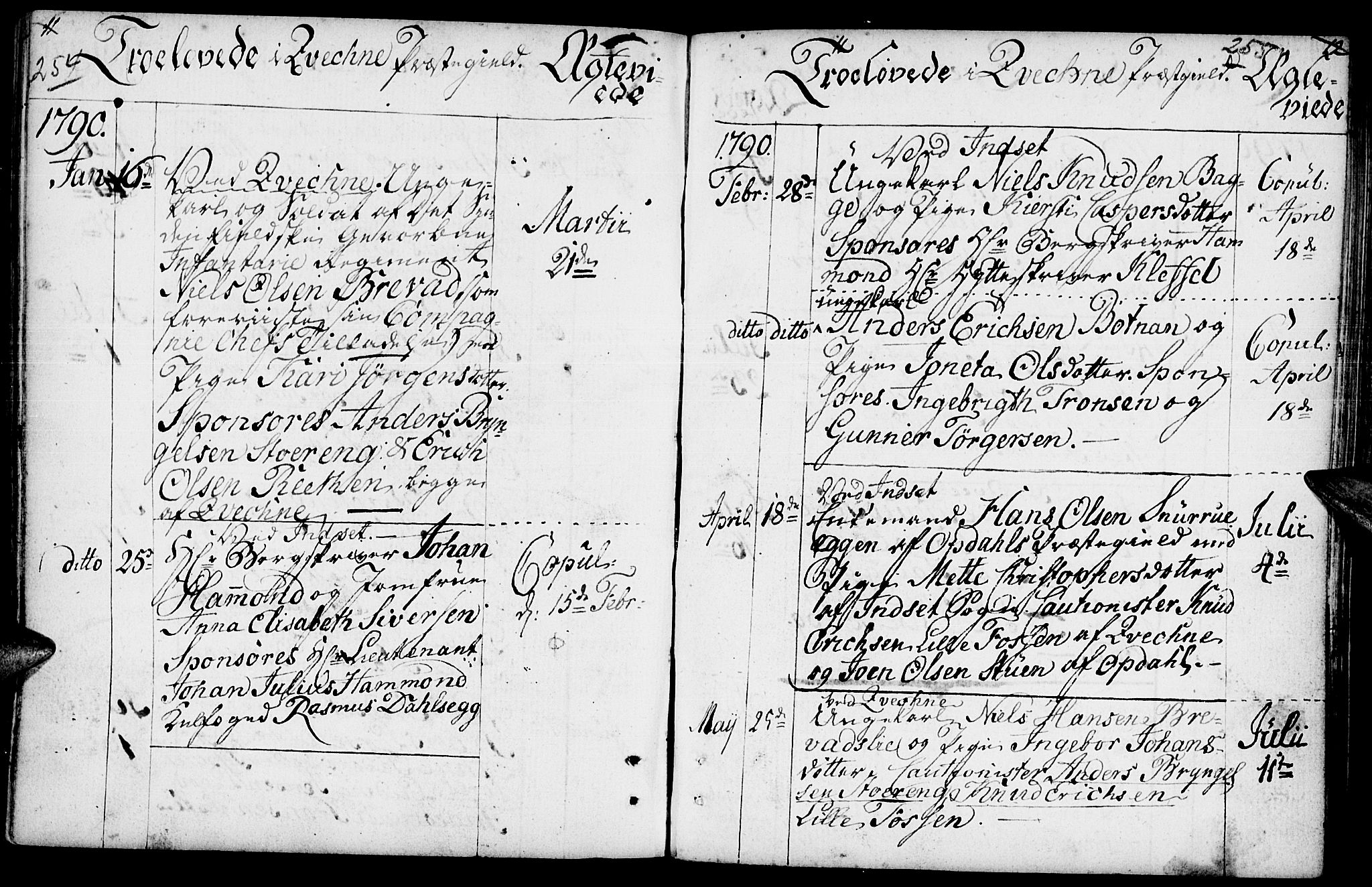 Kvikne prestekontor, AV/SAH-PREST-064/H/Ha/Haa/L0003: Parish register (official) no. 3, 1785-1814, p. 254-255