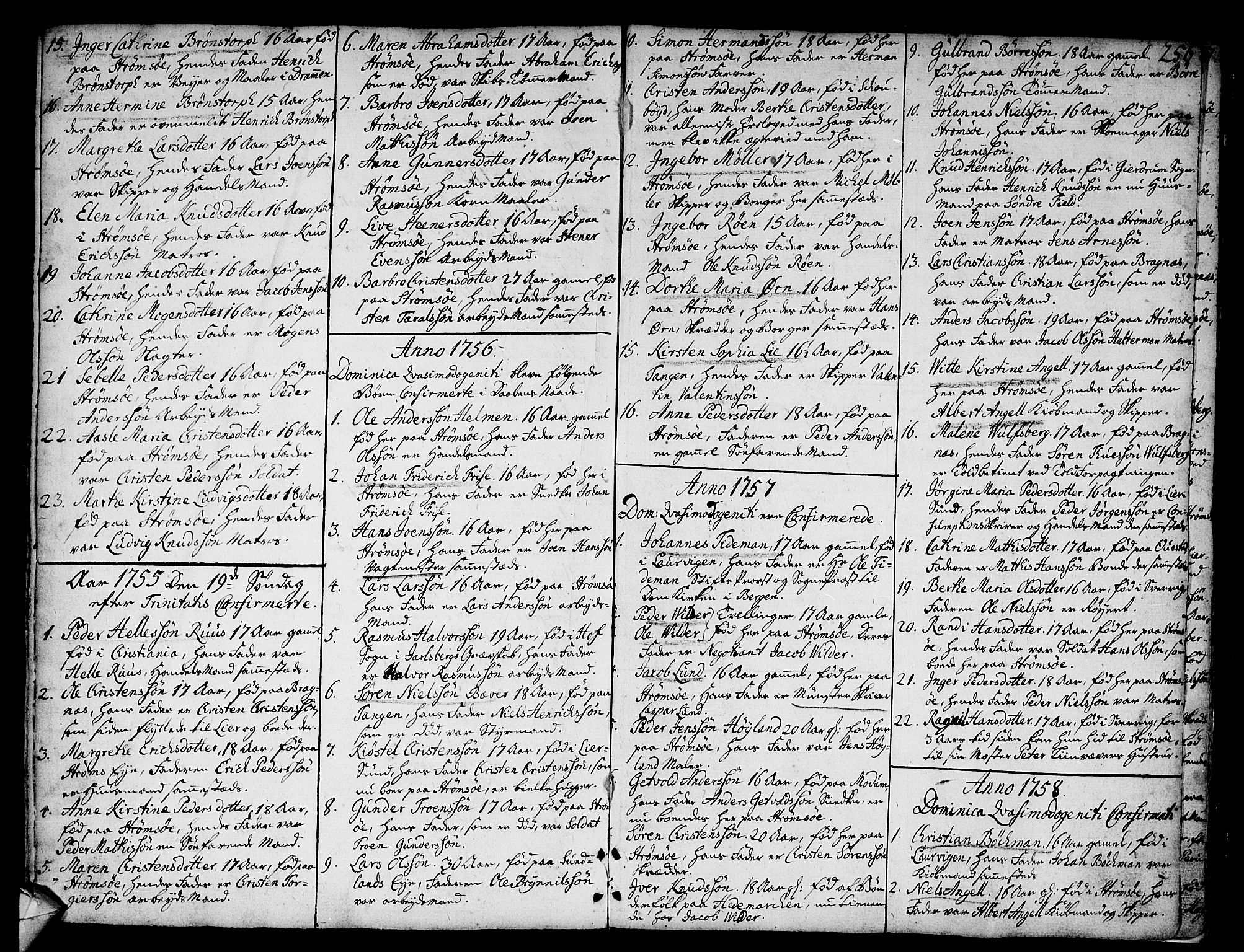 Strømsø kirkebøker, AV/SAKO-A-246/F/Fa/L0008: Parish register (official) no. I 8, 1748-1774, p. 256