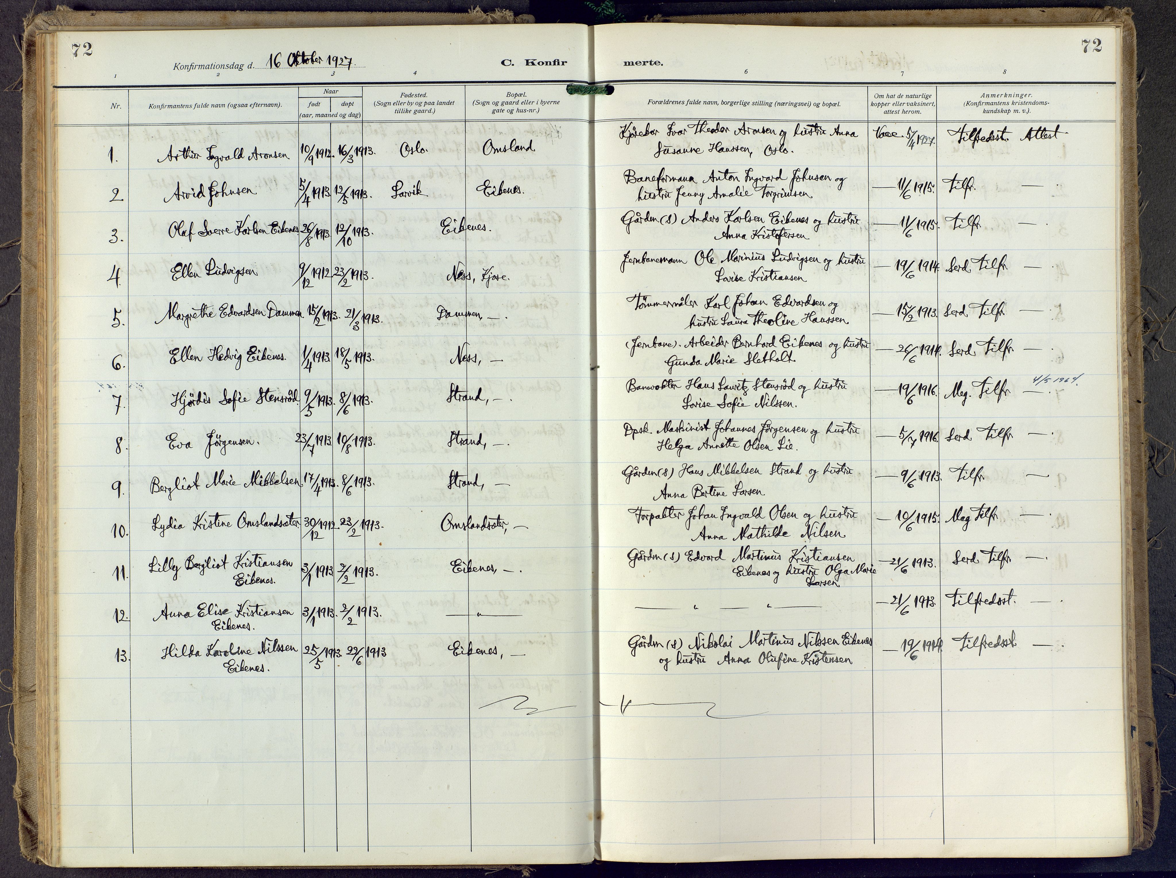 Brunlanes kirkebøker, SAKO/A-342/F/Fd/L0002: Parish register (official) no. IV 2, 1918-1958, p. 72