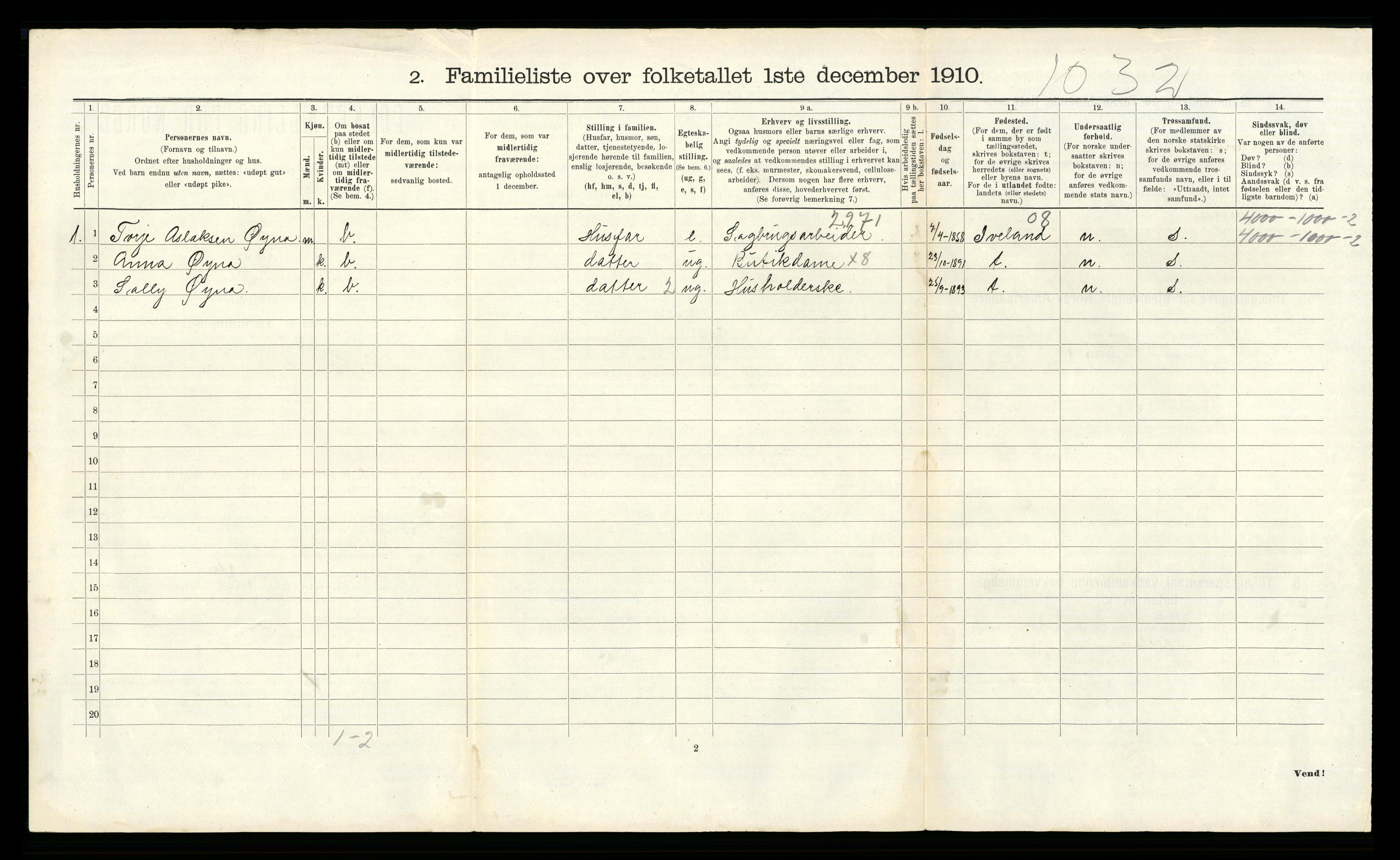 RA, 1910 census for Kristiansand, 1910, p. 981