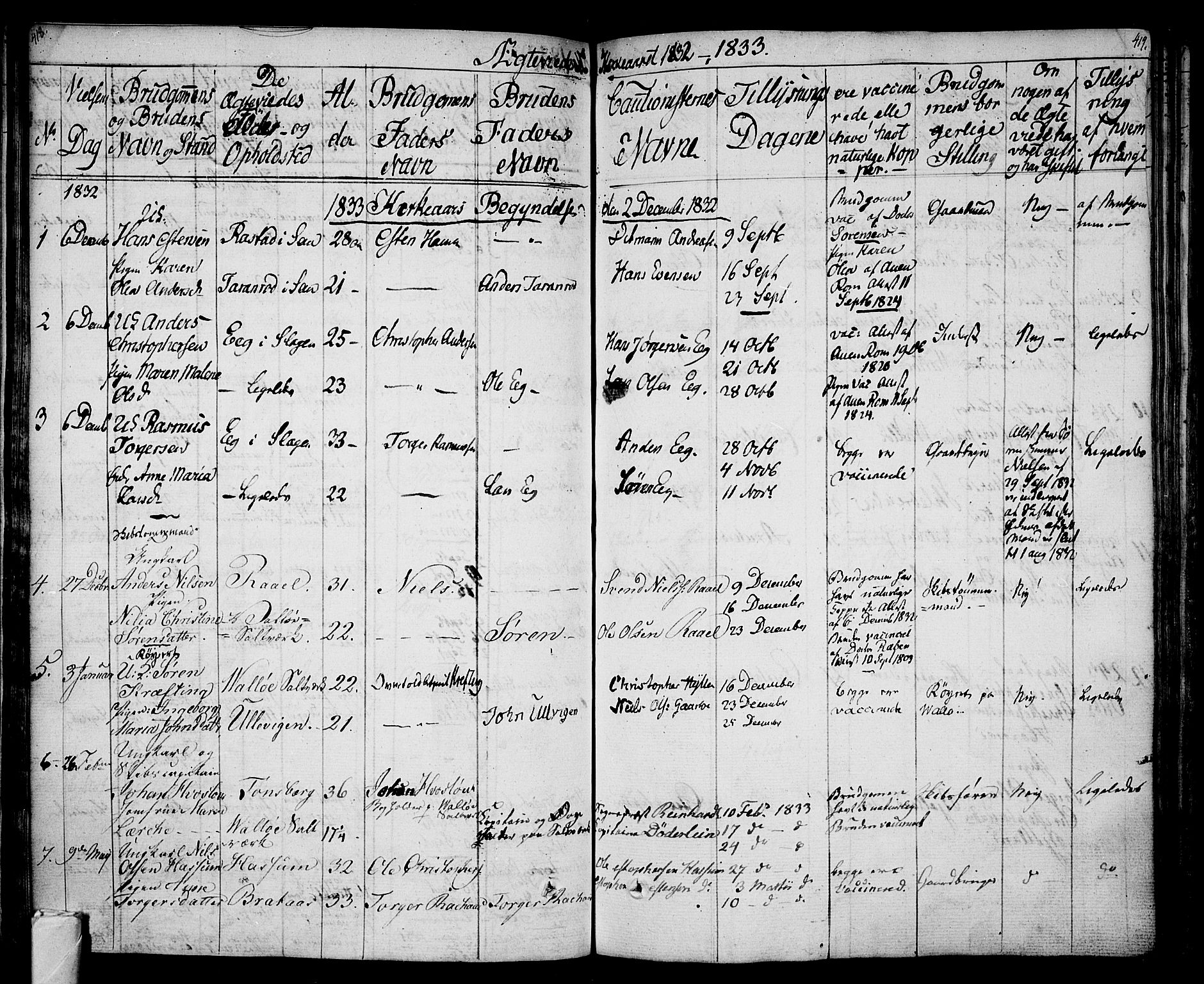 Sem kirkebøker, SAKO/A-5/F/Fa/L0005: Parish register (official) no. I 5, 1825-1842, p. 418-419
