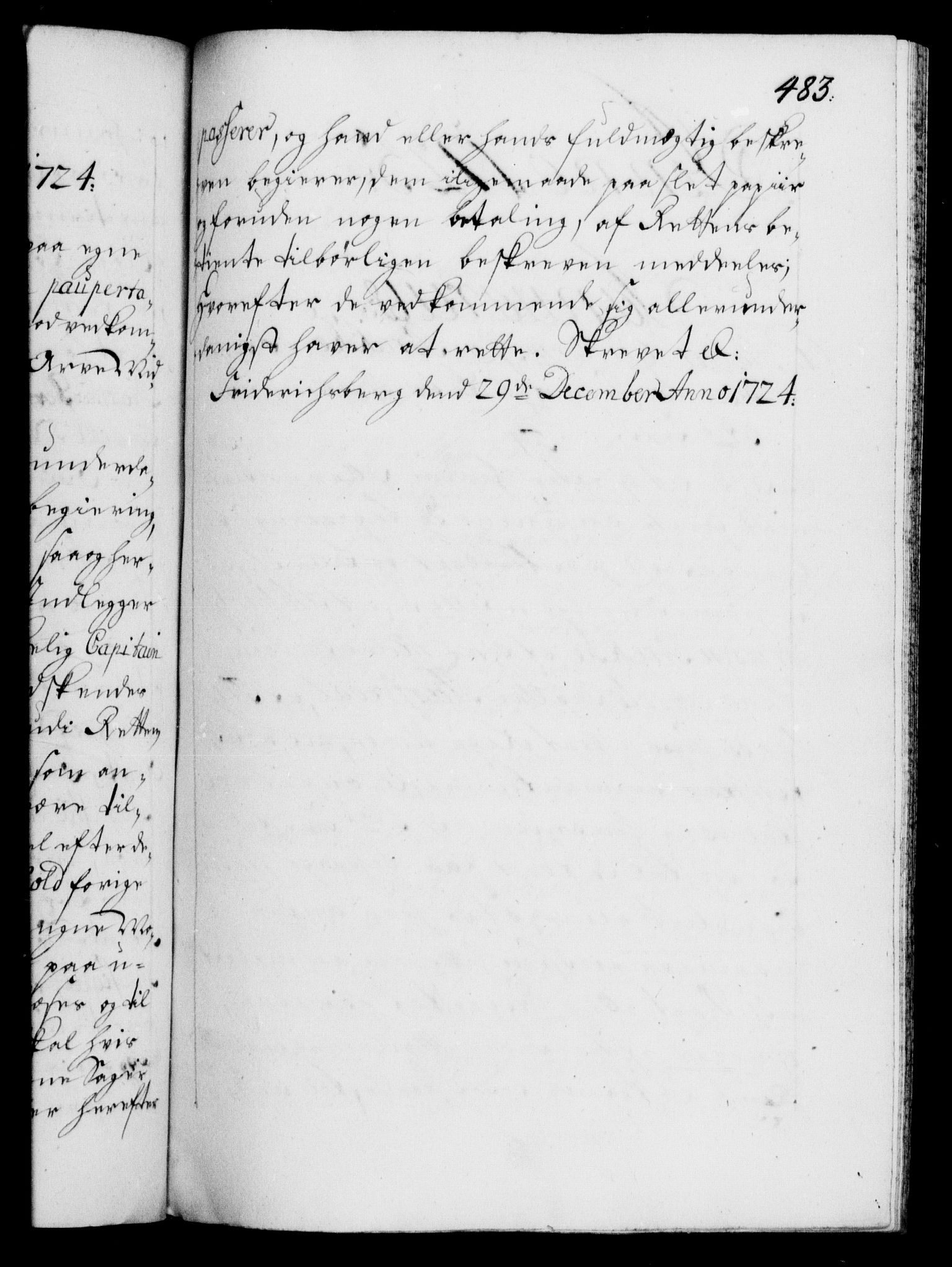 Danske Kanselli 1572-1799, AV/RA-EA-3023/F/Fc/Fca/Fcaa/L0024: Norske registre, 1723-1725, p. 483a