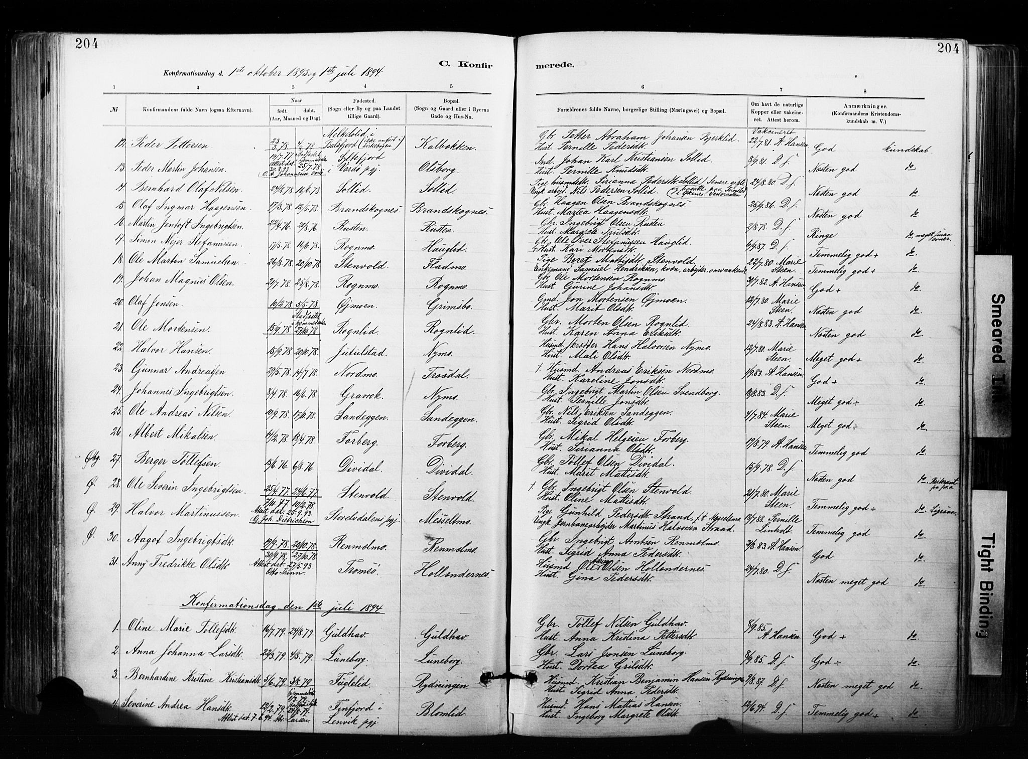 Målselv sokneprestembete, SATØ/S-1311/G/Ga/Gaa/L0007kirke: Parish register (official) no. 7, 1884-1903, p. 204