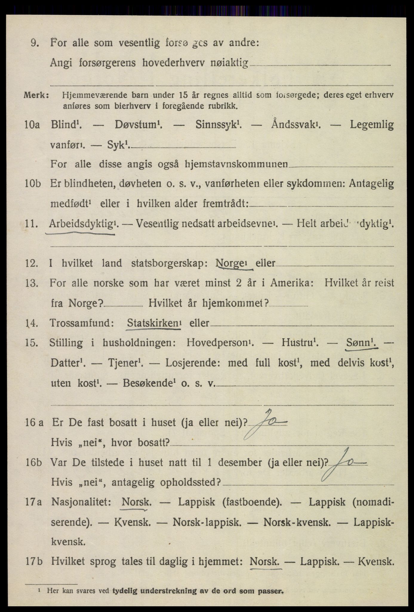 SAT, 1920 census for Sandvollan, 1920, p. 314