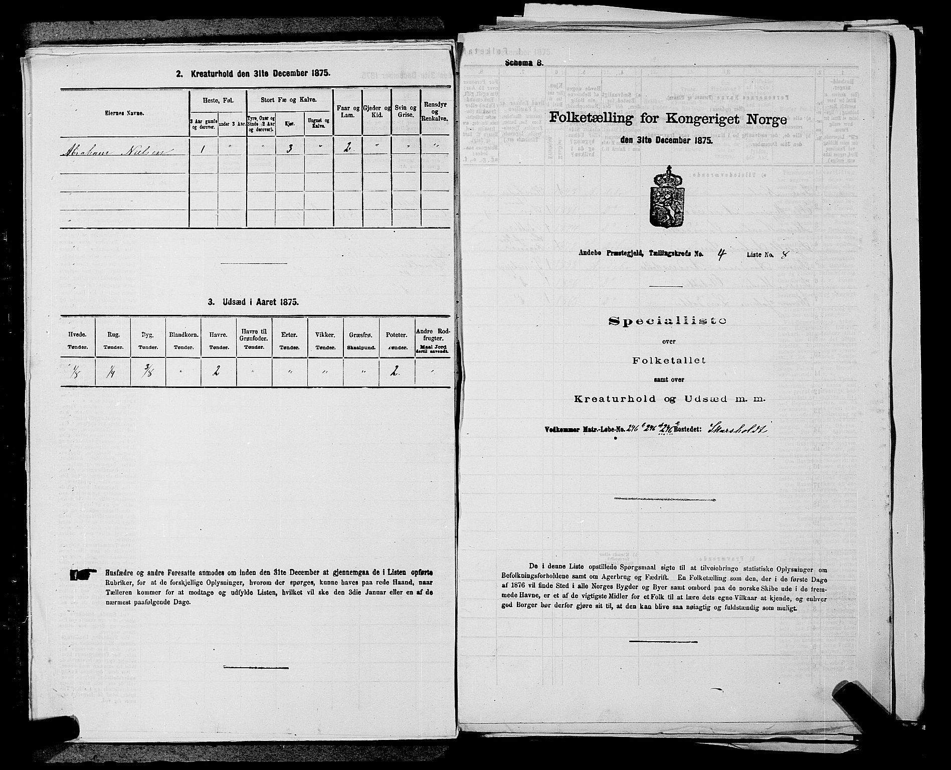 SAKO, 1875 census for 0719P Andebu, 1875, p. 443