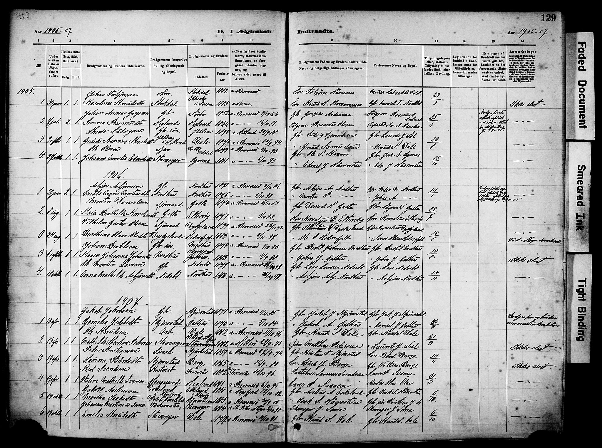 Rennesøy sokneprestkontor, SAST/A -101827/H/Ha/Haa/L0012: Parish register (official) no. A 13, 1885-1917, p. 129