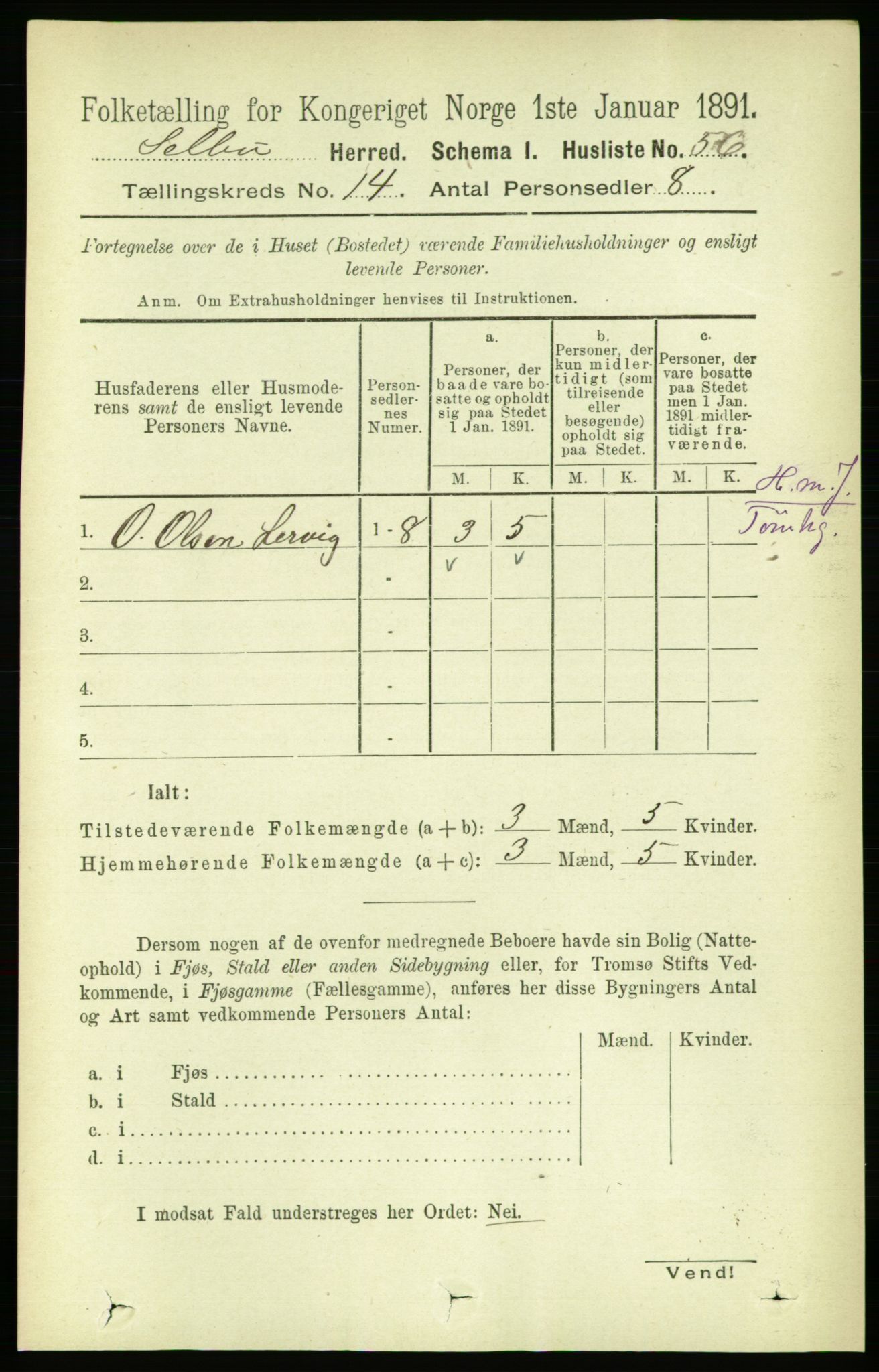 RA, 1891 census for 1664 Selbu, 1891, p. 5071