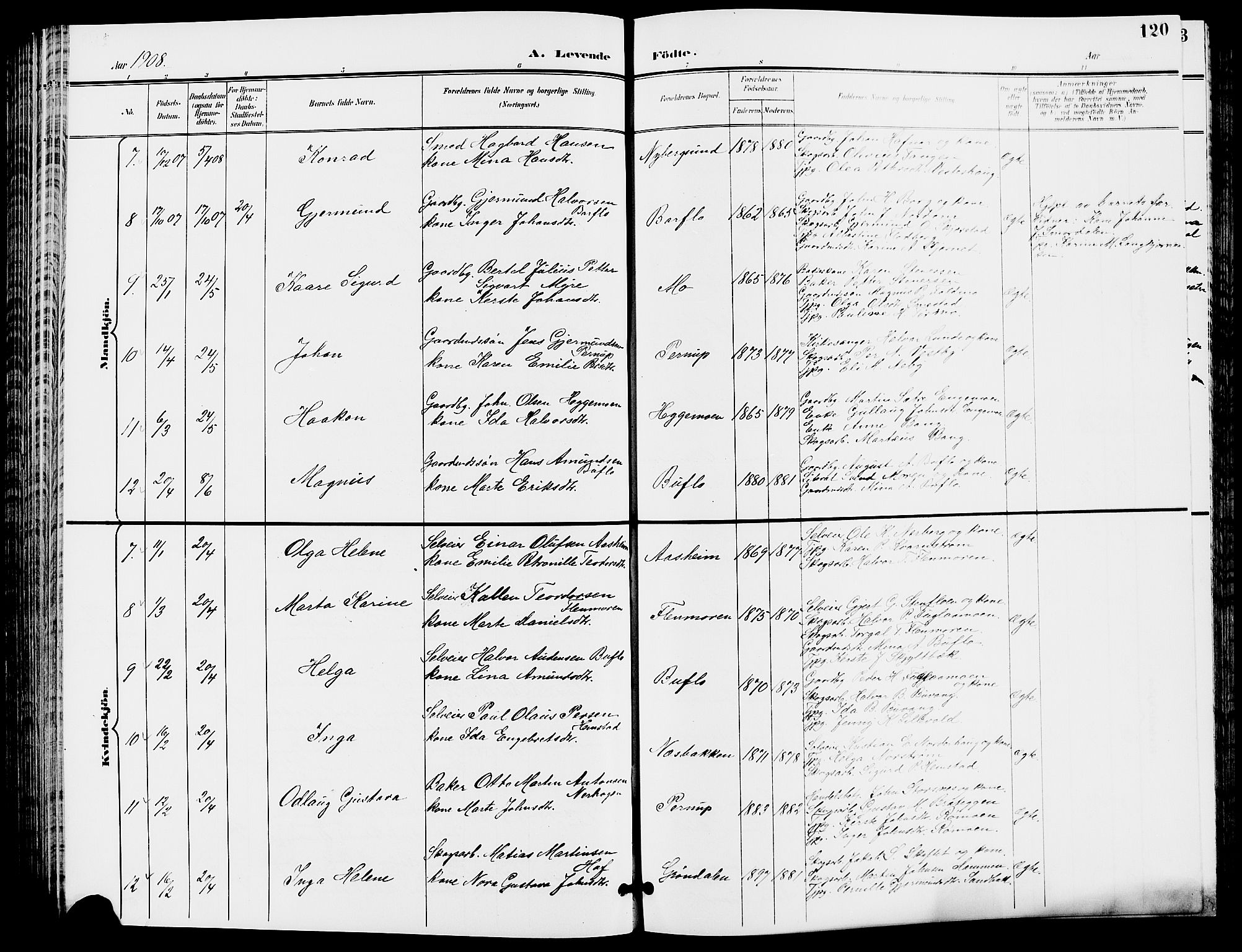 Trysil prestekontor, AV/SAH-PREST-046/H/Ha/Hab/L0006: Parish register (copy) no. 6, 1896-1912, p. 120