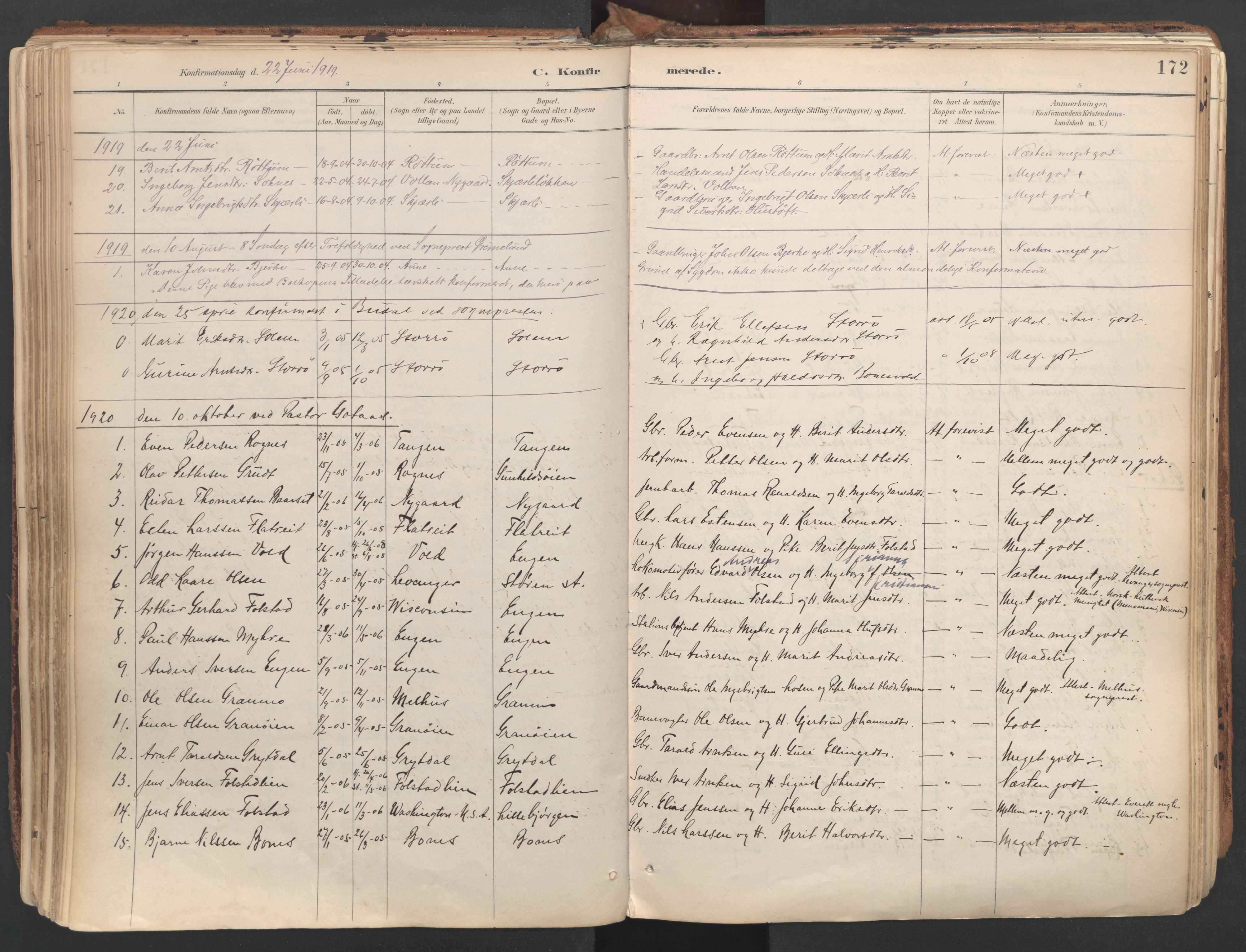 Ministerialprotokoller, klokkerbøker og fødselsregistre - Sør-Trøndelag, SAT/A-1456/687/L1004: Parish register (official) no. 687A10, 1891-1923, p. 172