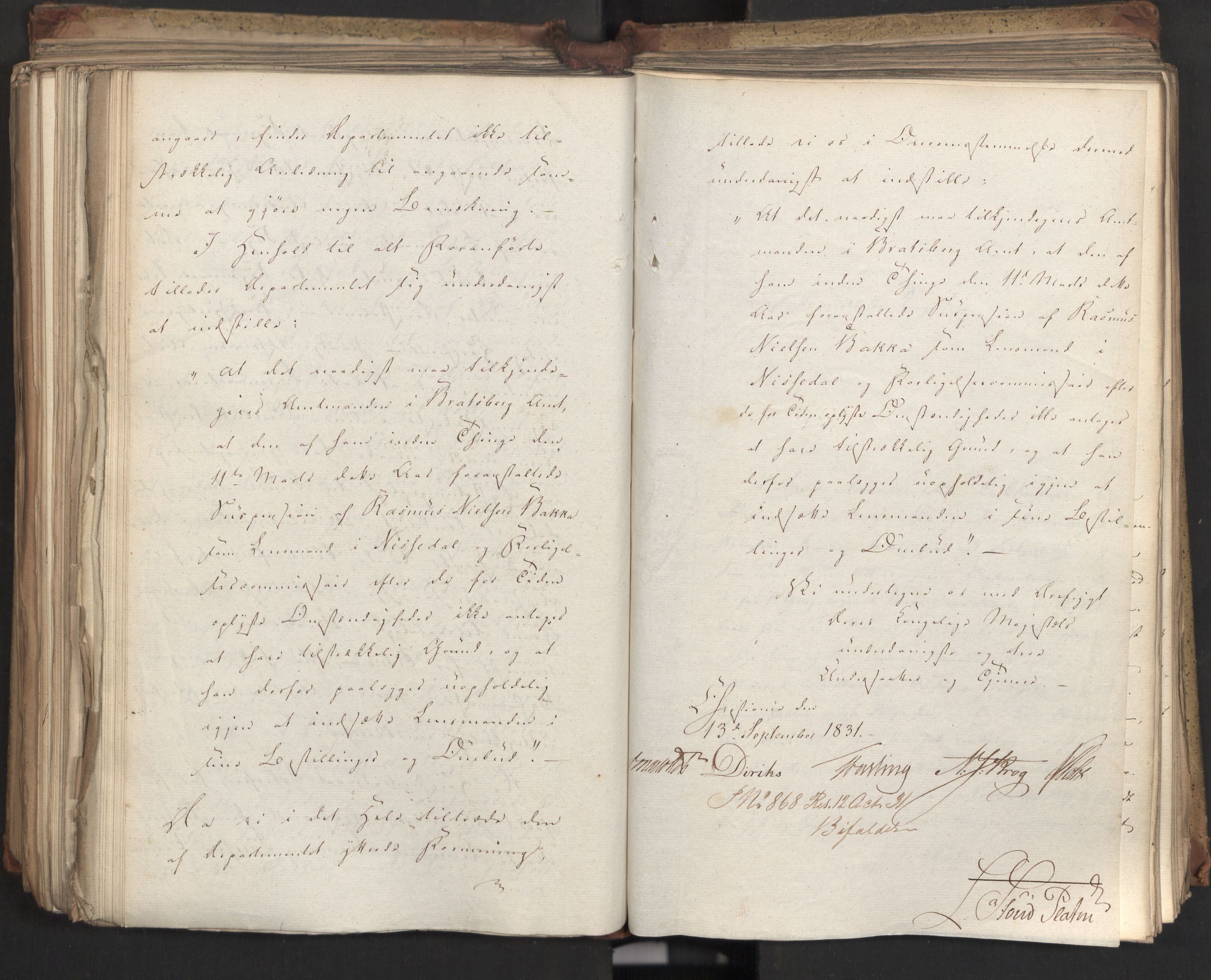 Statsrådsavdelingen i Stockholm, AV/RA-S-1003/D/Da/L0073: Regjeringsinnstillinger nr. 1534-1699, 1831, p. 410