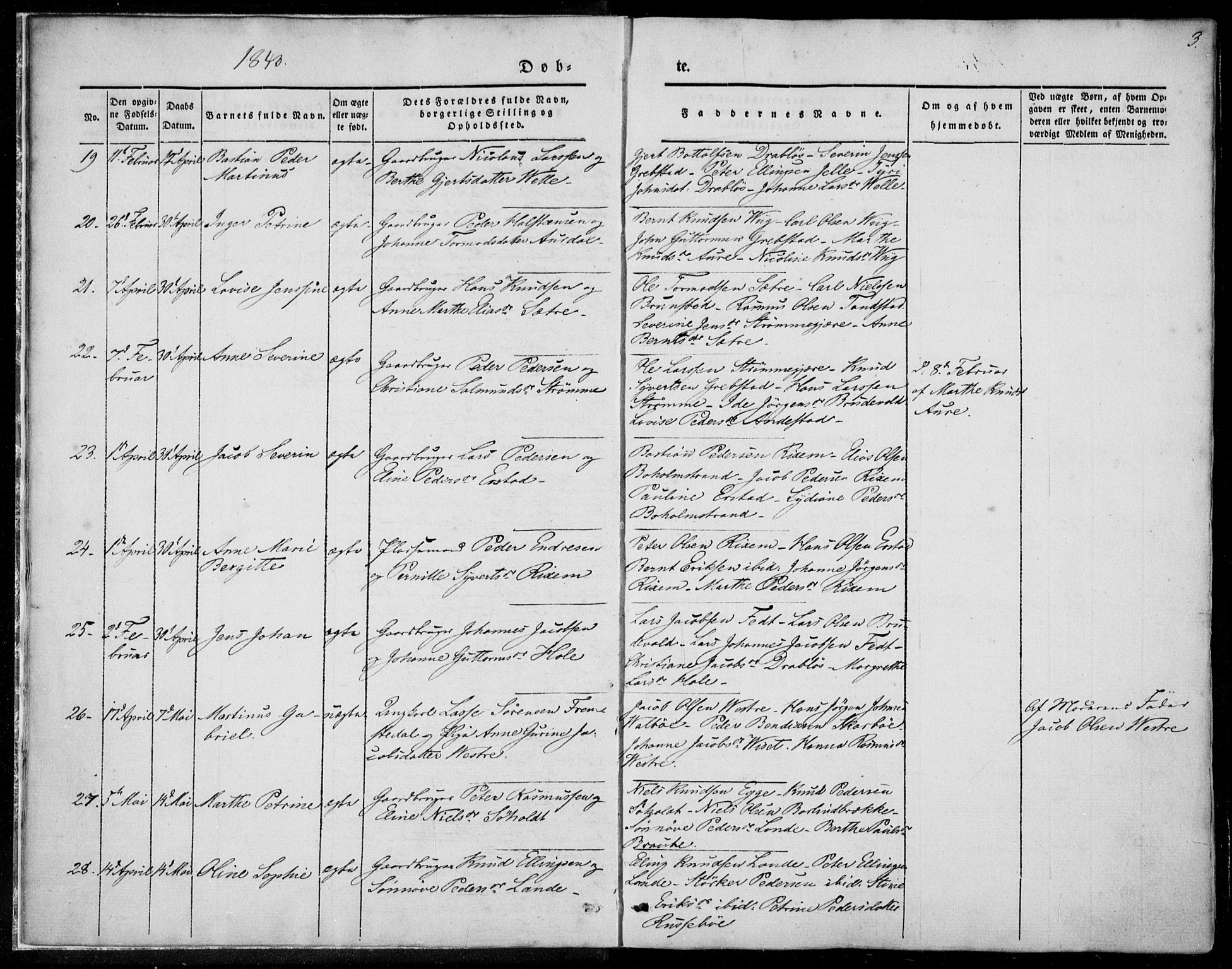 Ministerialprotokoller, klokkerbøker og fødselsregistre - Møre og Romsdal, SAT/A-1454/522/L0312: Parish register (official) no. 522A07, 1843-1851, p. 3
