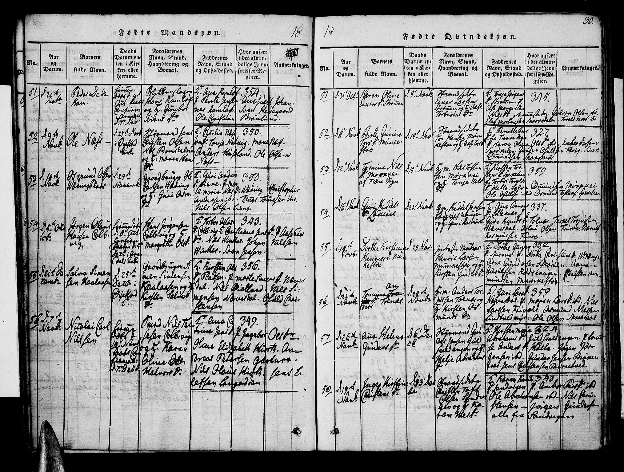 Øyestad sokneprestkontor, AV/SAK-1111-0049/F/Fa/L0012: Parish register (official) no. A 12, 1816-1827, p. 30