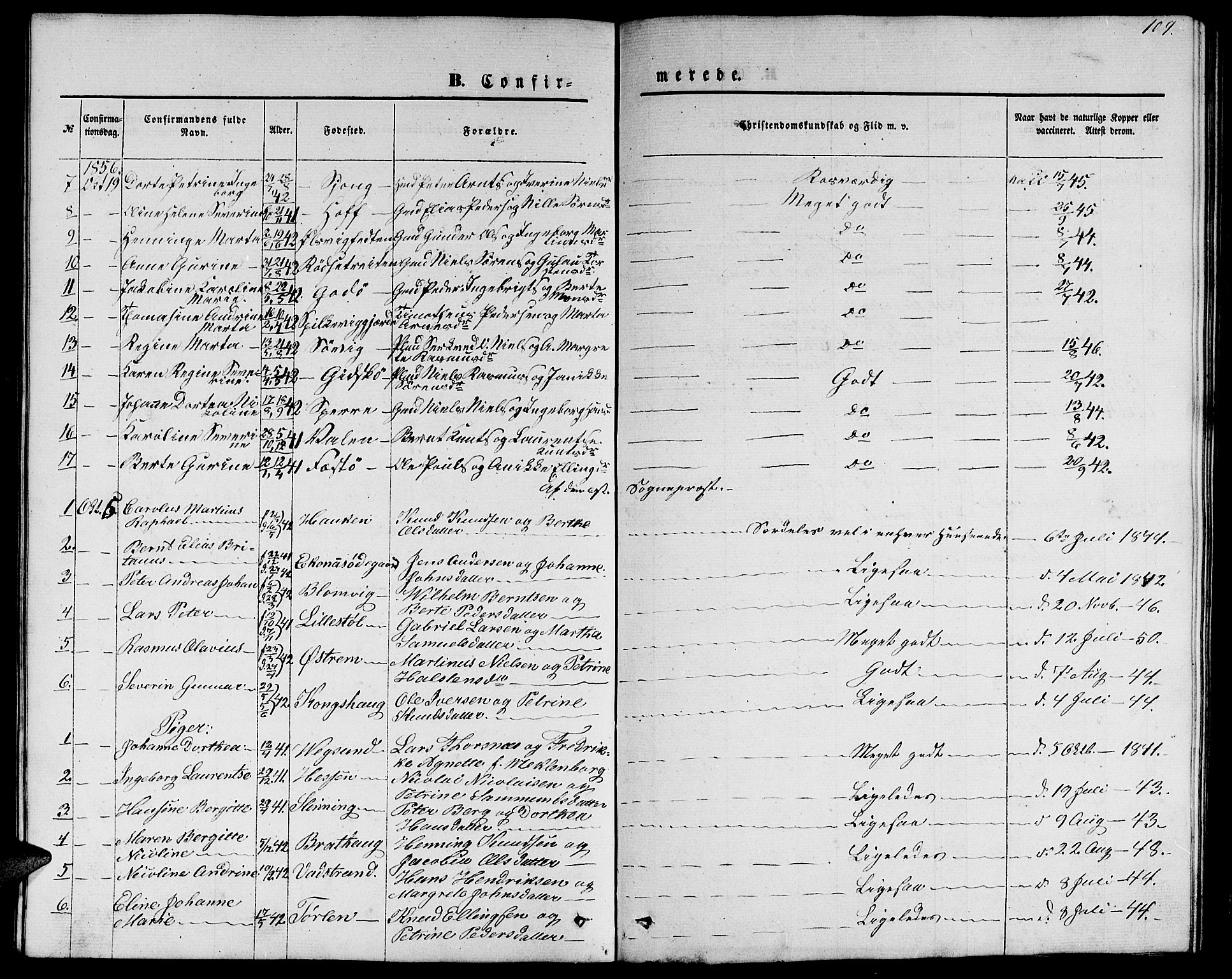 Ministerialprotokoller, klokkerbøker og fødselsregistre - Møre og Romsdal, AV/SAT-A-1454/528/L0427: Parish register (copy) no. 528C08, 1855-1864, p. 109