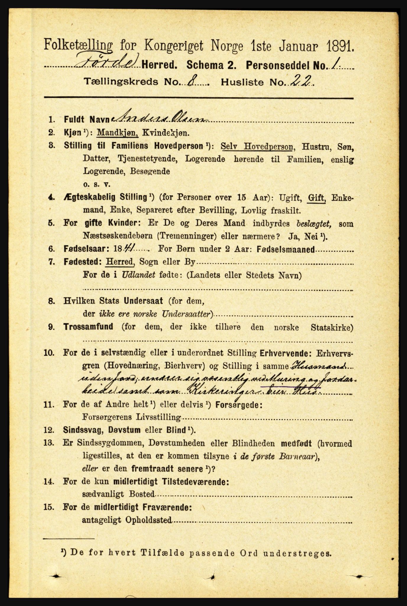 RA, 1891 census for 1432 Førde, 1891, p. 2999