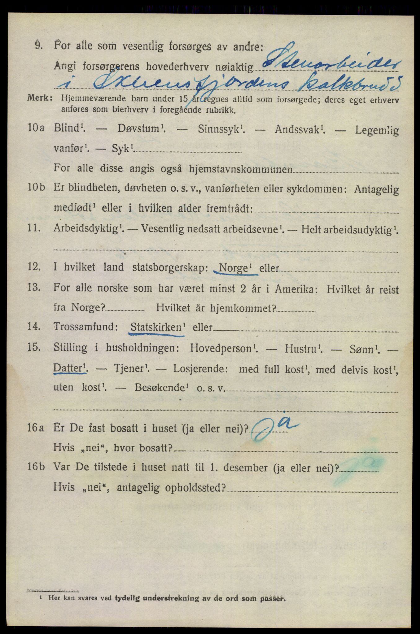 SAKO, 1920 census for Bamble, 1920, p. 5922