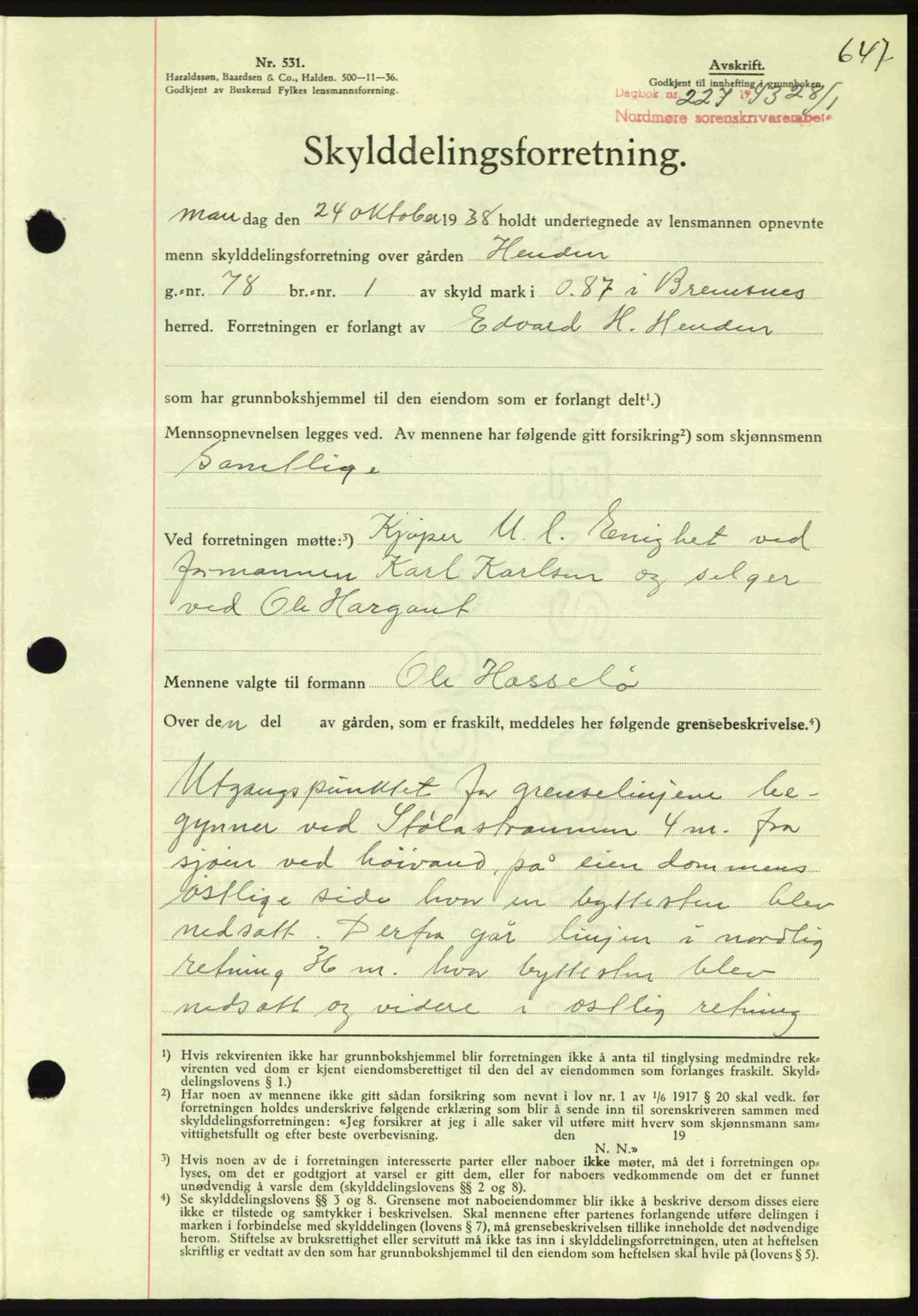 Nordmøre sorenskriveri, AV/SAT-A-4132/1/2/2Ca: Mortgage book no. A94, 1942-1943, Diary no: : 227/1943